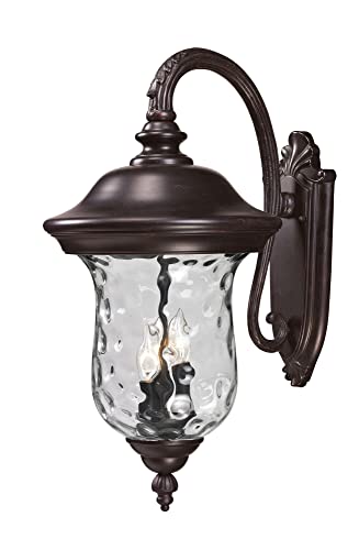 Z-Lite 534B-RBRZ Armstrong Outdoor Wall Light - Durable Aluminum Frame with Bronze Finish & Clear Water Glass Shade - Perfect for Porch, Patio, Garden, and Exterior Home Lighting