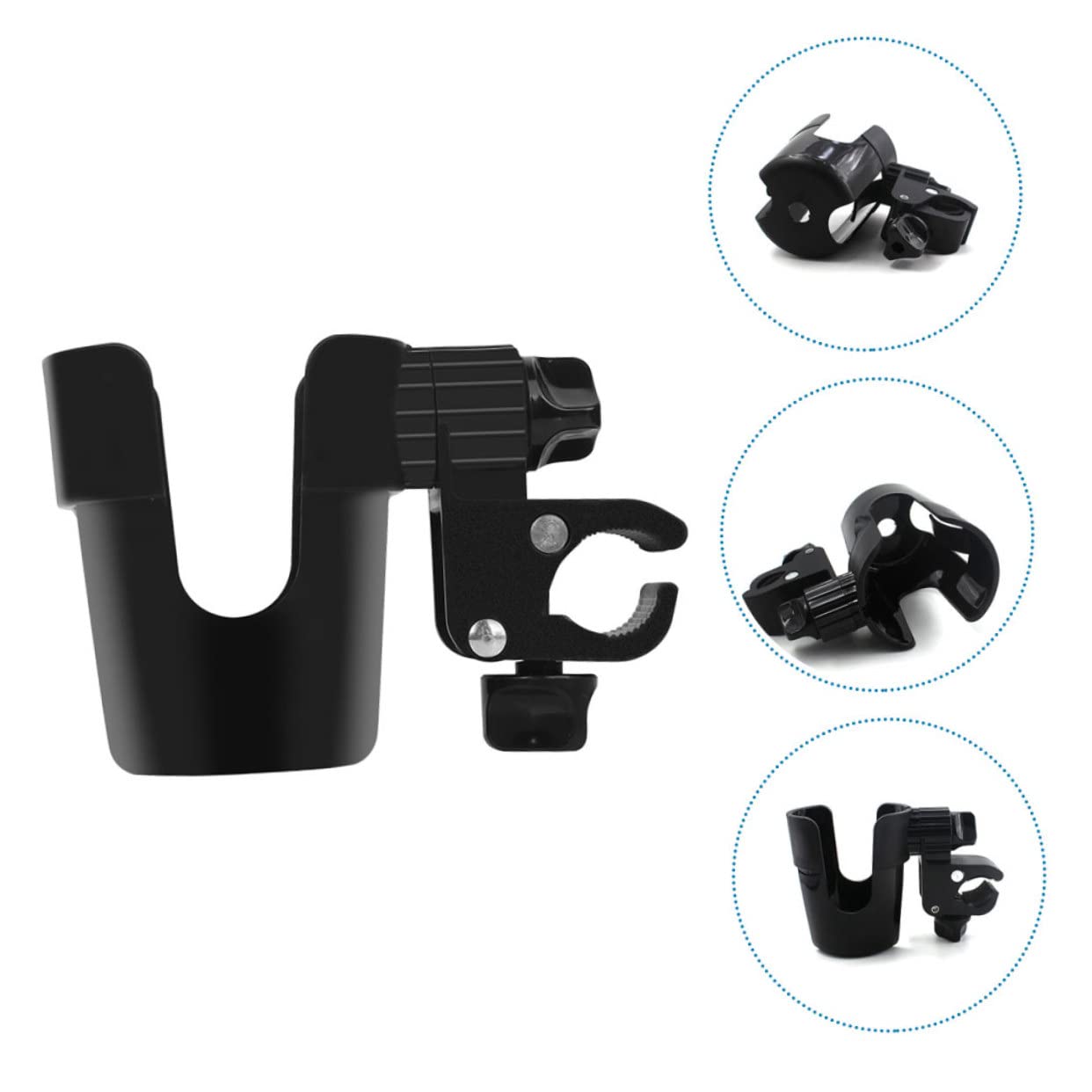 VICASKY 3-Pack Black ABS Bike Water Bottle Holder - Adjustable Clamp-On Cup Holder for Bicycle, Stroller, Scooter & Golf Cart - Durable Drink Caddy for Outdoor Sports, Commuting & Travel