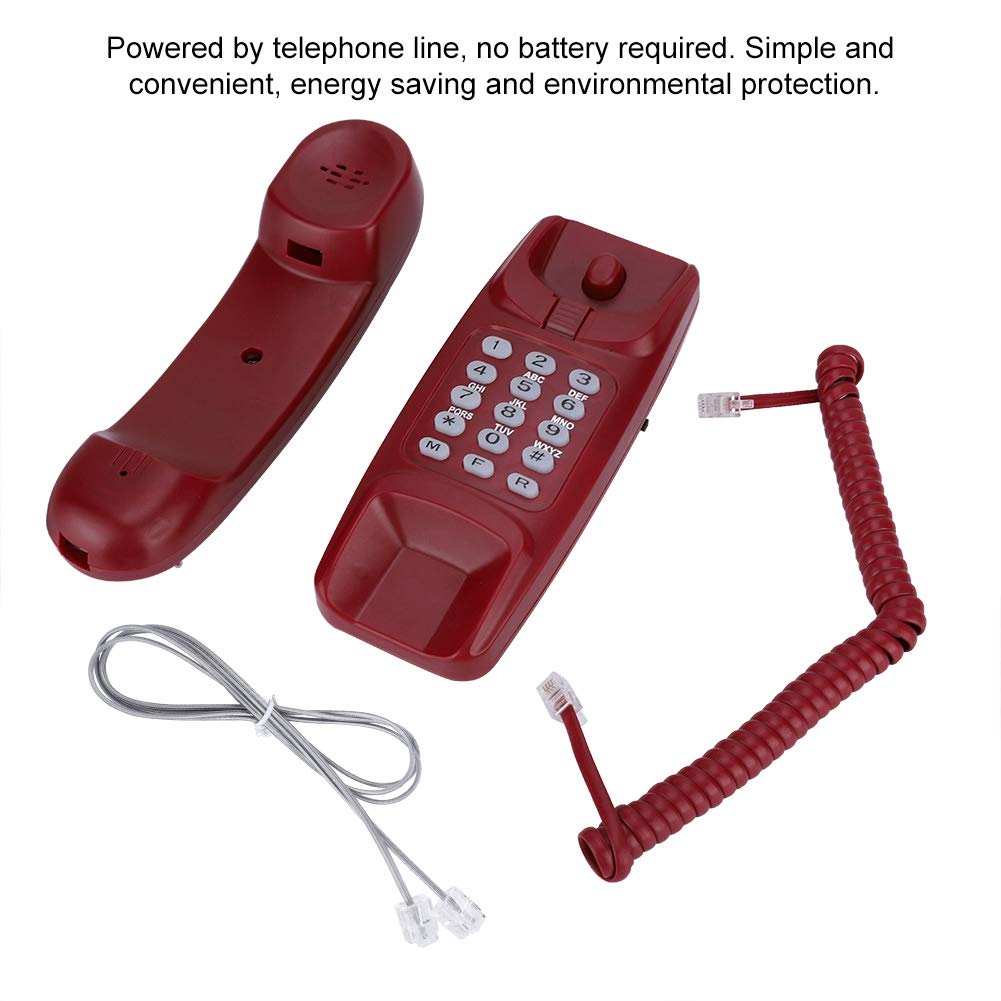 Bewinner Corded Landline Phone - No Caller ID Display, Desktop Wall Phone for Home with Flash/Mute/Redial (Red) - Perfect for Home Office, Kitchen, and Bedroom Use