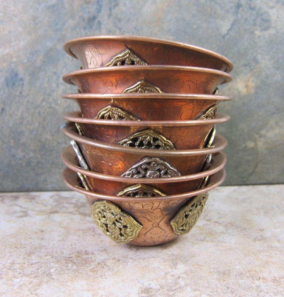 3 1/2 Inch Copper Medallion Offering Bowls - Handcrafted Spiritual Altar Bowls for Rituals, Prayer & Meditation | Perfect for Home Altar, Yoga Studio & Sacred Ceremonies