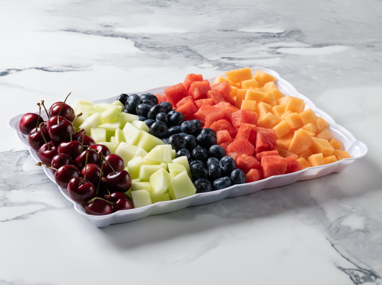 Scalloped White Rectangular Serving Tray Set of 4 - Elegant Party Platter for Appetizers, Desserts, and Entertaining | Perfect for Weddings, Brunches, and Home Decor