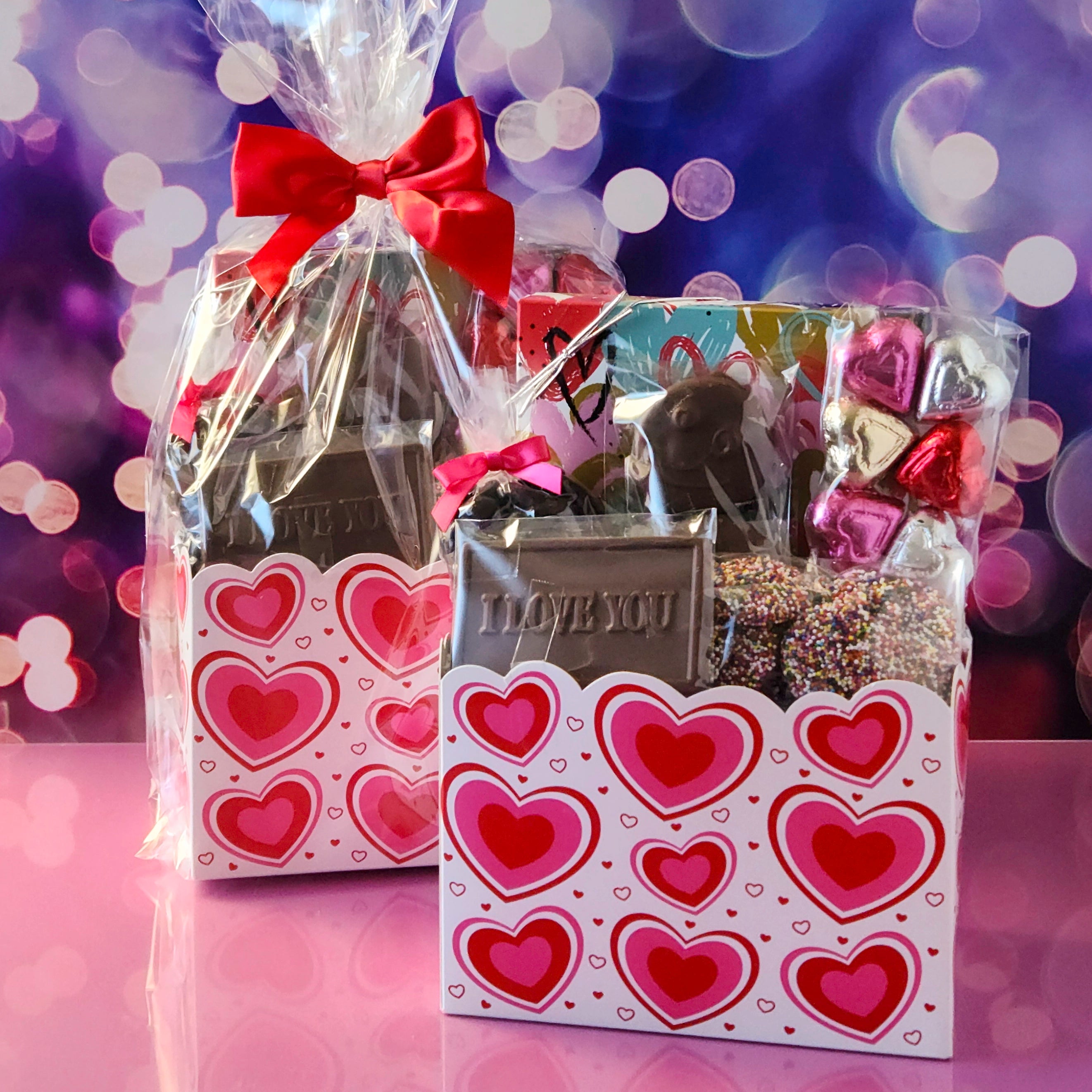 Romantic 'I Love You' Gift Basket for Her/Him - Perfect Anniversary, Valentine's Day & Birthday Present - Luxury Chocolate, Wine & Flowers Gift Set for Couples