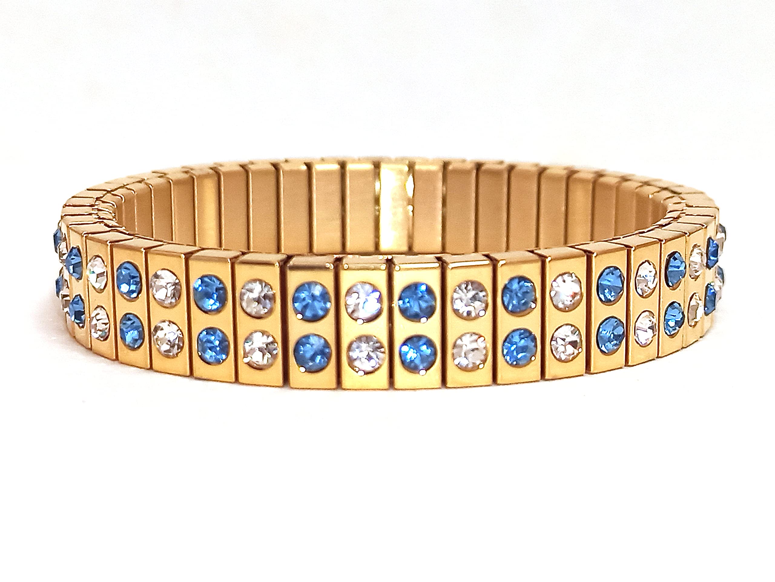 Luxury 24K Gold Handmade Austrian Crystal Sapphire Bracelet – Designer Jewelry for Women, Birthday, Anniversary & Graduation Gifts – Perfect for Daughter, Her Special Day & Elegant Occasions