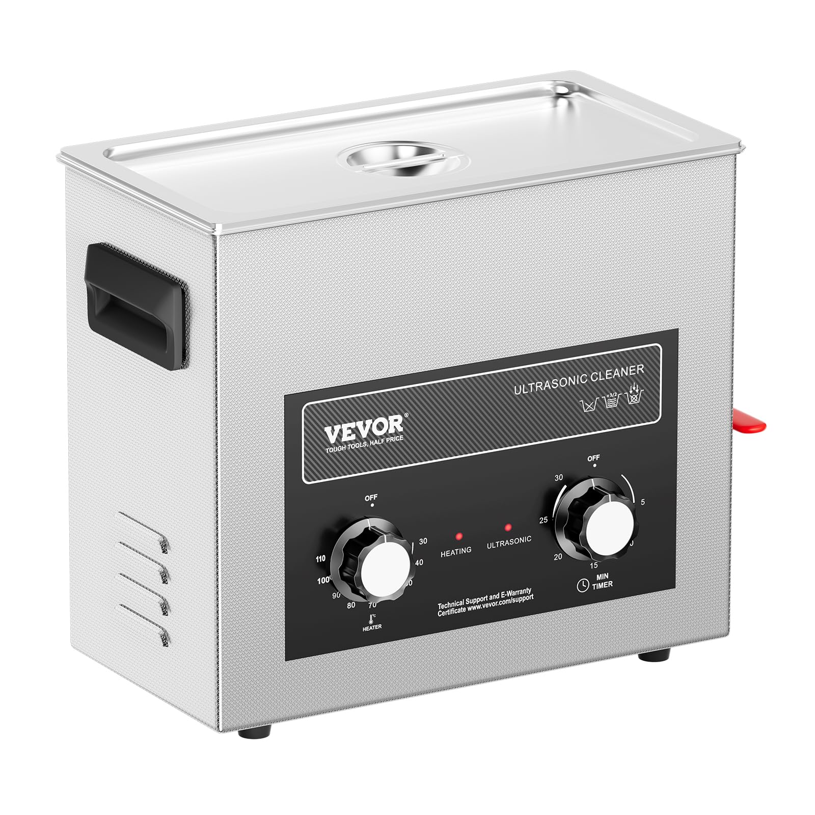VEVOR 6L Ultrasonic Cleaner with Heater & Timer - 180W Professional Digital Cleaning Machine with Basket for Jewelry, Watches, Glasses, Coins, Tools - Perfect for Home, Lab, and Workshop Use
