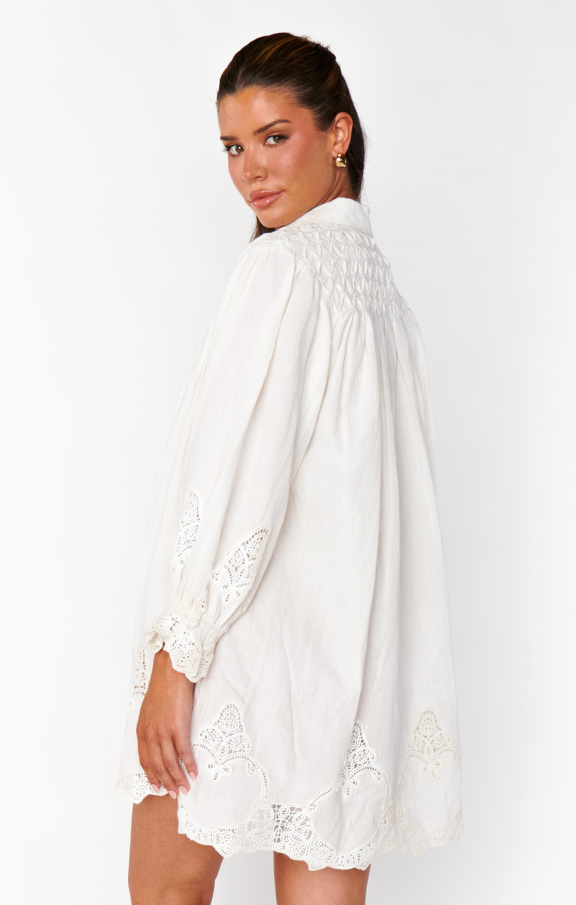 Leona Mini Dress - White Lace Embroidery Summer Party Cocktail Dress for Women | Elegant Formal & Casual Wear for Weddings, Dates & Night Out