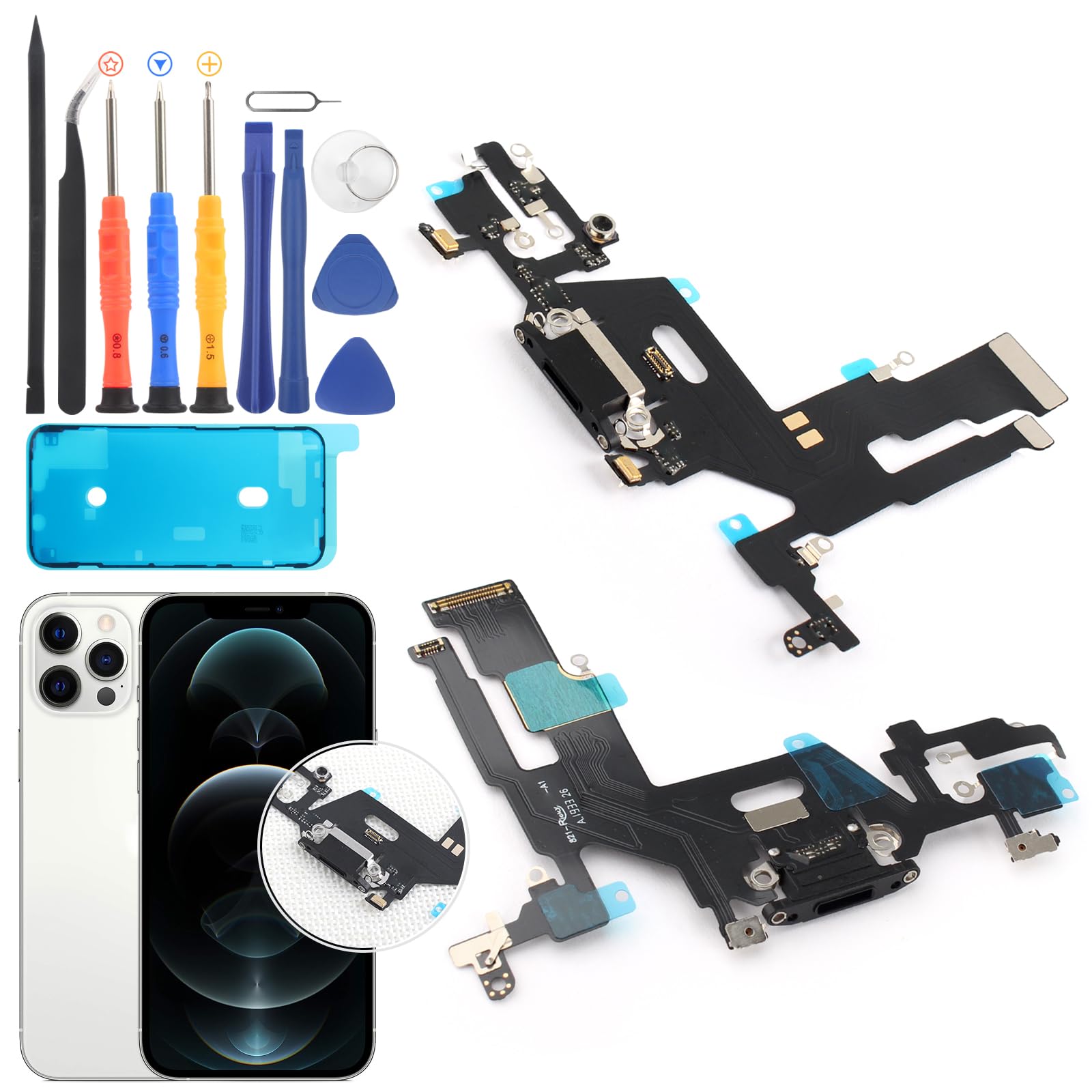 Original iPhone 11 Charging Port Replacement - USB Dock Connector Flex Cable Assembly with Repair Tools | Compatible with iPhone 11 | Fast Charging & Data Transfer | DIY Repair Solution for Home & Professional Use