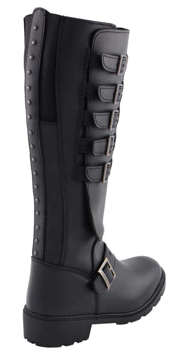 Milwaukee Leather MBL9395 Women's Black Leather 17-Inch Motorcycle Boots with Side Strap & Zipper - Size 7.5 | Durable Riding Boots for Harley Davidson & Cruiser Bikes | Perfect for Long Rides & Motorcycle Events
