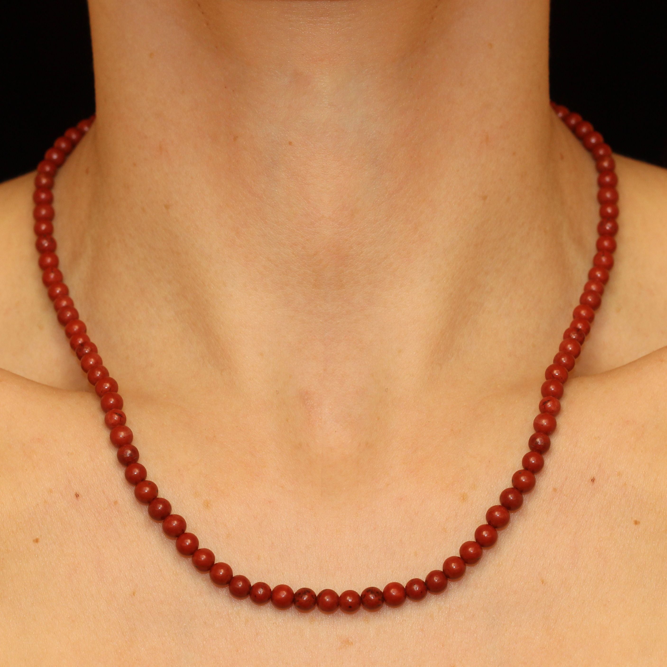 Red Jasper Beaded Necklace Mini - Natural Stone Jewelry for Women, Healing Crystal Necklace for Chakra Balancing & Positive Energy - Perfect for Meditation, Yoga, and Spiritual Gifts