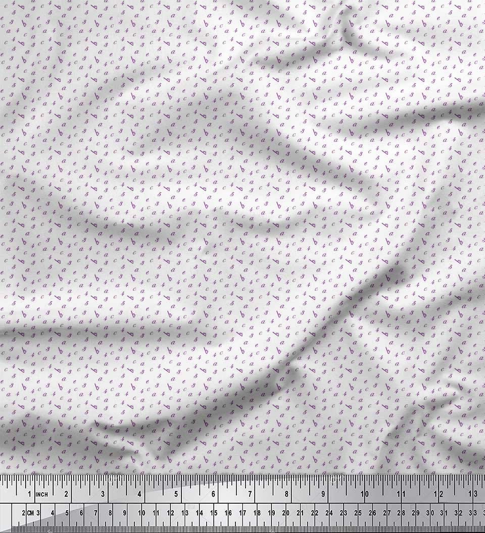 Soimoi Rayon Fabric with Numbers & Alphabets Print - 56 Inch Wide Soft Sewing Material for DIY Crafts, Quilting, and Apparel Making - Perfect for Dresses, Skirts, and Home Decor Projects