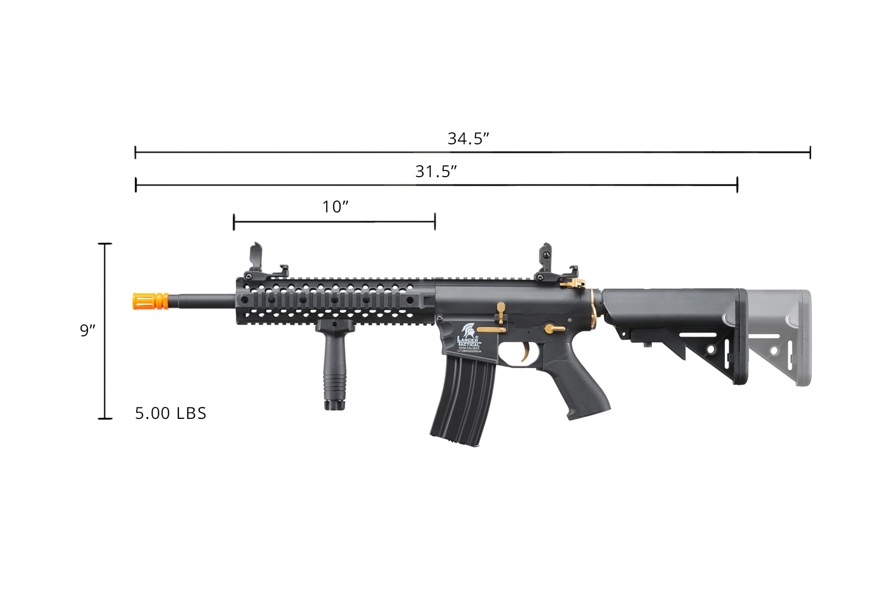 Lancer Tactical Gen 2 Evo Durable Polymer M4 Airsoft AEG Rifle with Grip, Battery, Charger & 1000 BBs - Perfect for Tactical Training, Outdoor Games, and Airsoft Battles