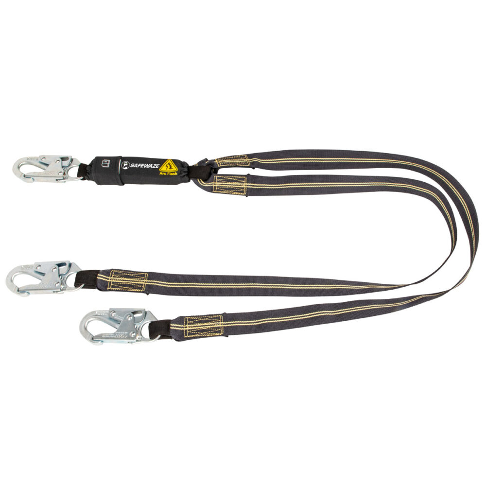 Arc Flash 6-Foot Energy Absorbing Safety Lanyard - Aramid Fiber, Dual Leg with Snap Hooks - Fall Protection for Electrical Workers & Industrial Safety