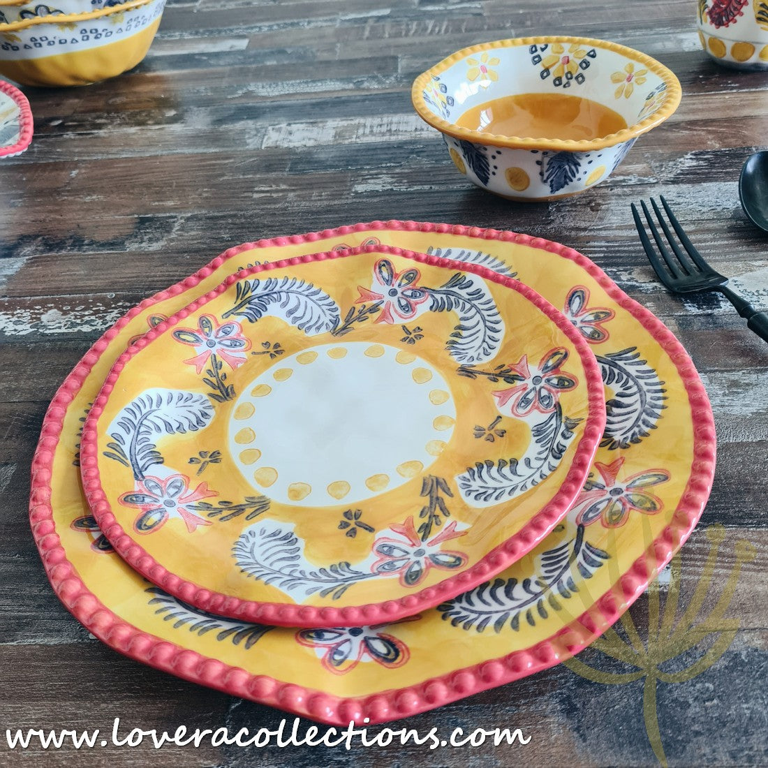 Afrocentric Yellow Dinnerware & Serveware Set - Modern African-Inspired Plates, Bowls & Serving Dishes for Stylish Dining & Entertaining