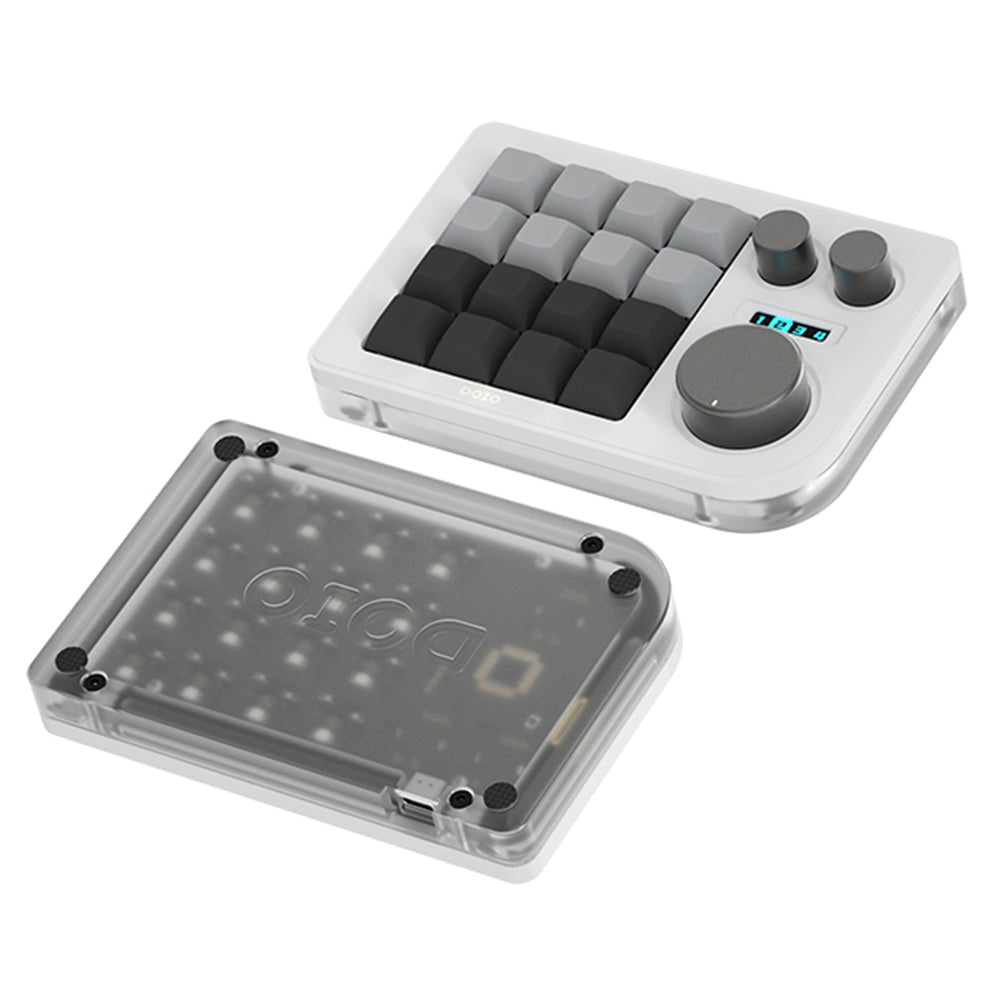 DOIO KB16 01 Programmable 16-Key Mechanical Macro Keyboard with 3 Knobs - Custom Shortcuts for Gaming, Coding & Video Editing (Mac/Windows Compatible) - Perfect for Streamers, Programmers & Content Creators