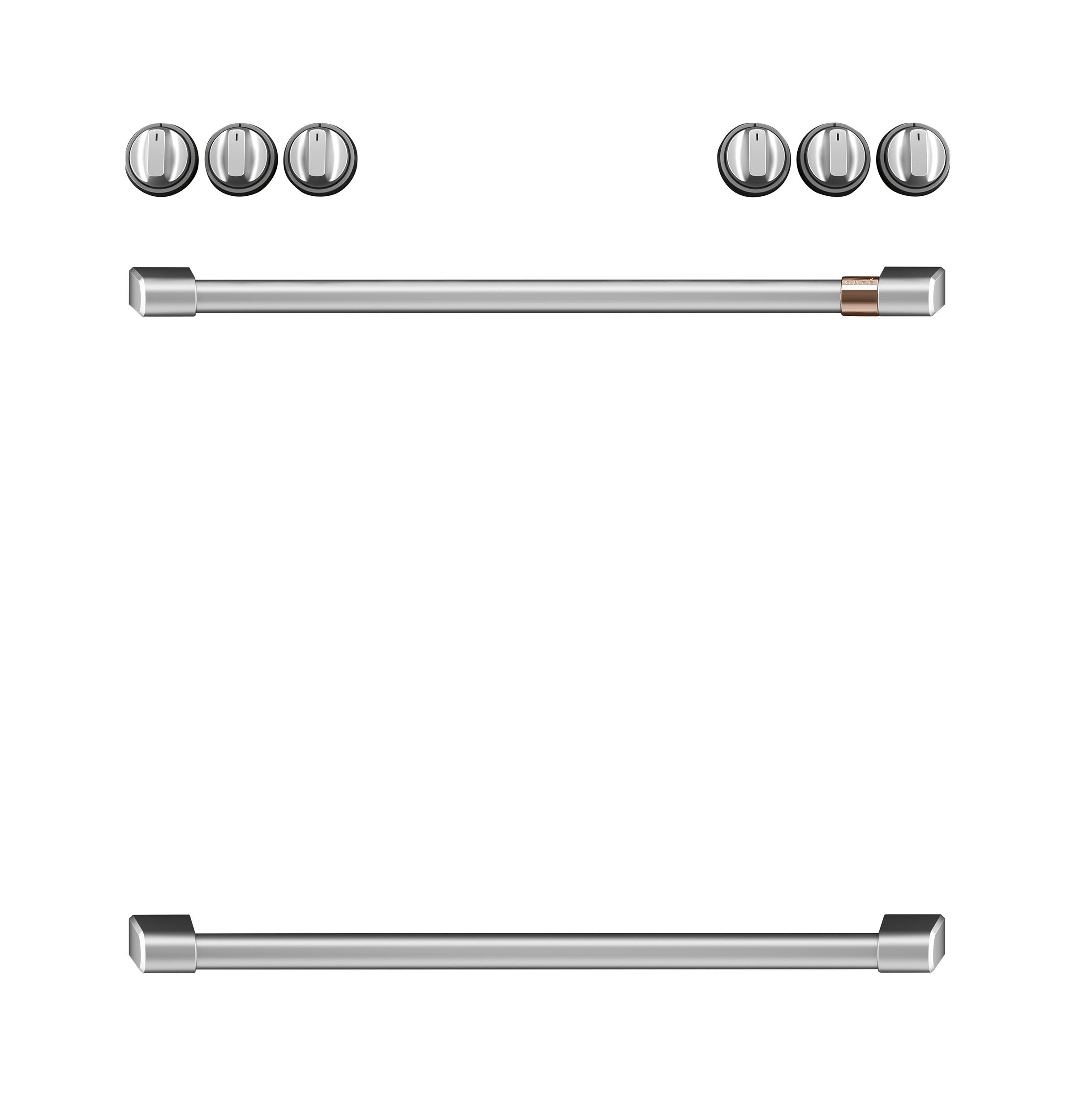 Café™ Brushed Stainless Steel Front Control Induction Range Knobs and Handles Set - CXFCHHKPMSS - Perfect for Modern Kitchen Upgrades & Appliance Replacement