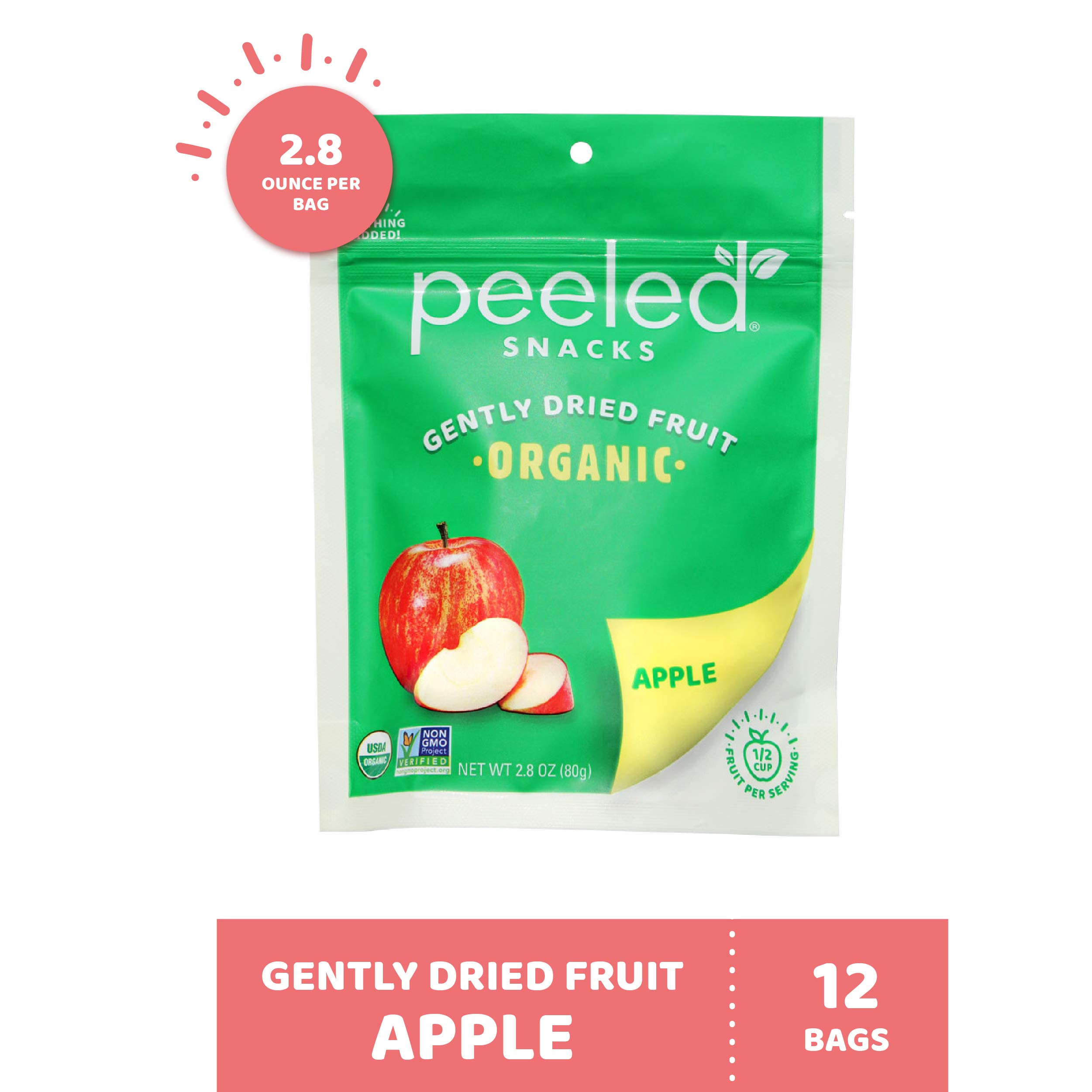 Organic Dried Apple Slices, 2.8 oz (Pack of 12) | Vegan, Gluten-Free Healthy Snacks for Kids & Adults | Perfect for Lunch Boxes, Hiking, Office & On-the-Go Snacking