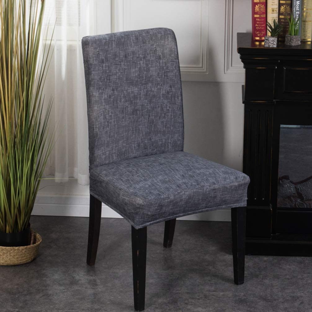 VOSAREA 4-Piece Wedding Chair Covers Set - Stretchable Polyester Dining Chair Slipcovers with Linen Pattern - Fits Parsons Chairs, Armchairs & High Chairs - Perfect for Weddings, Parties & Home Decor
