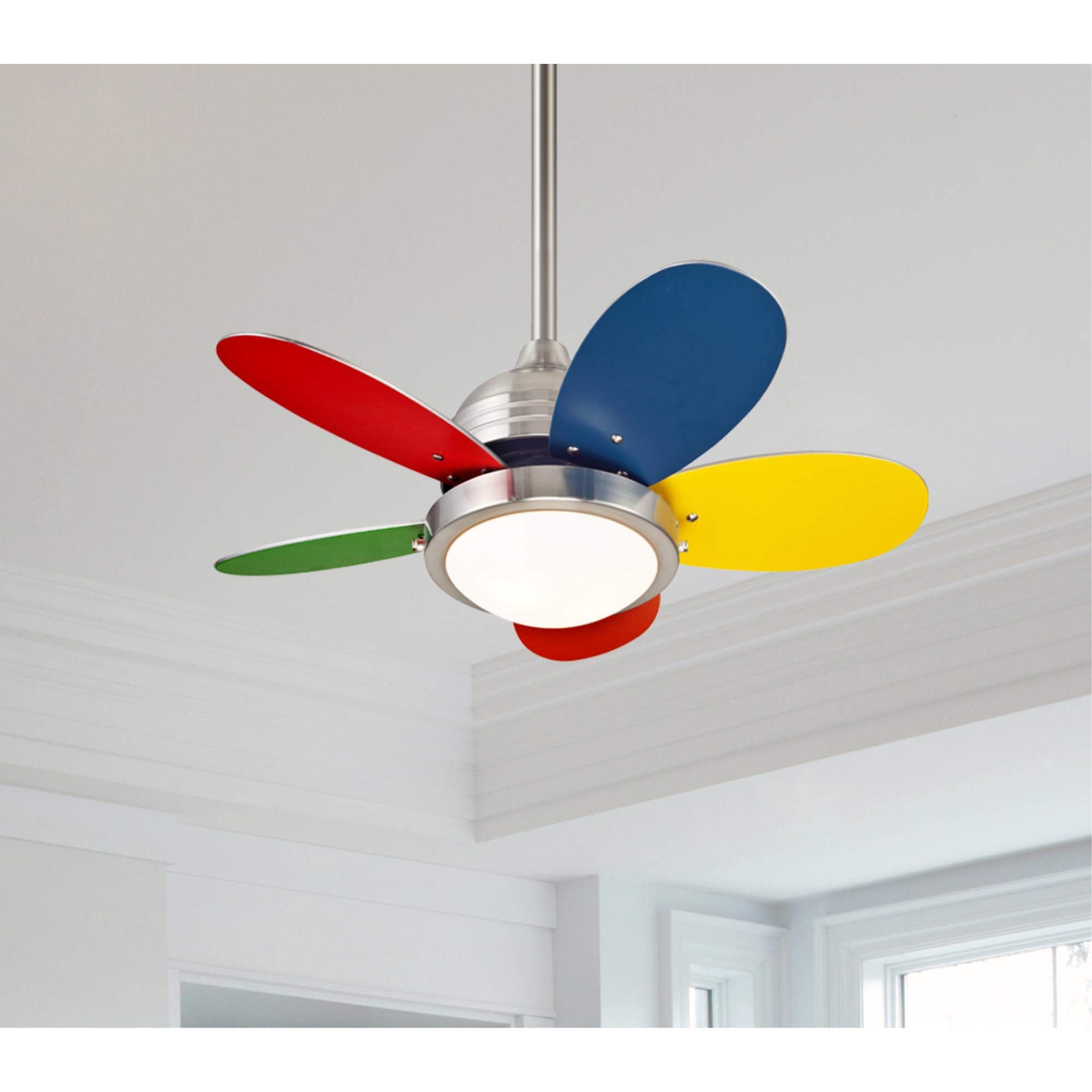 Westinghouse 7223600 30 Inch Roundabout Indoor Ceiling Fan with Light Kit, Brushed Nickel Finish - Perfect for Bedroom, Living Room, and Home Office