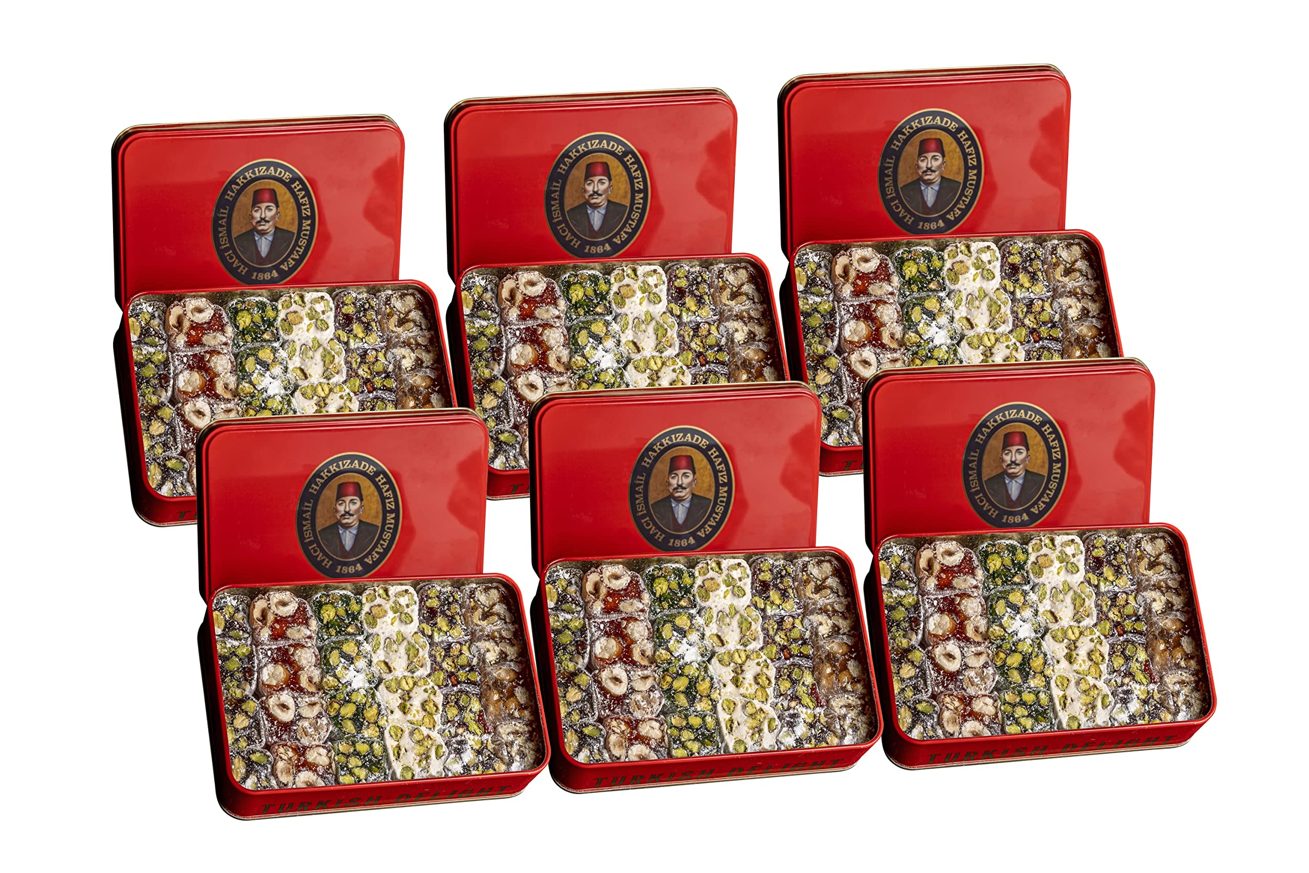Premium Hafiz Mustafa 1864 Istanbul Turkish Delight Gift Box - Assorted Flavors (Pistachio, Hazelnut, Walnut, Fig, Orange, Pomegranate) - Authentic Turkish Sweets Tray for Birthday, Christmas Gifts - Perfect for Holiday Treats, Office Snacks & Gourmet Dessert Platters