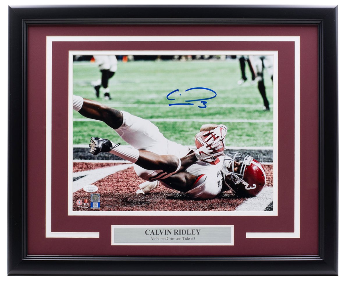 Calvin Ridley Autographed Alabama Crimson Tide Football 11x14 Photo - JSA Certified Holo Framed Memorabilia for Sports Fans & Collectors - Perfect for Man Cave, Game Room, or Office Decor