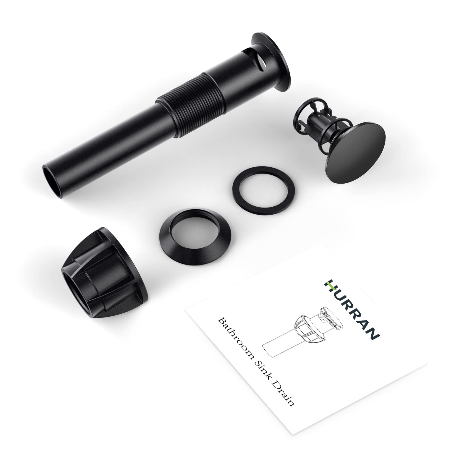 Matte Black Bathroom Sink Drain with Overflow - Anti-Clog Hair Catcher for Vanity Vessel Sinks