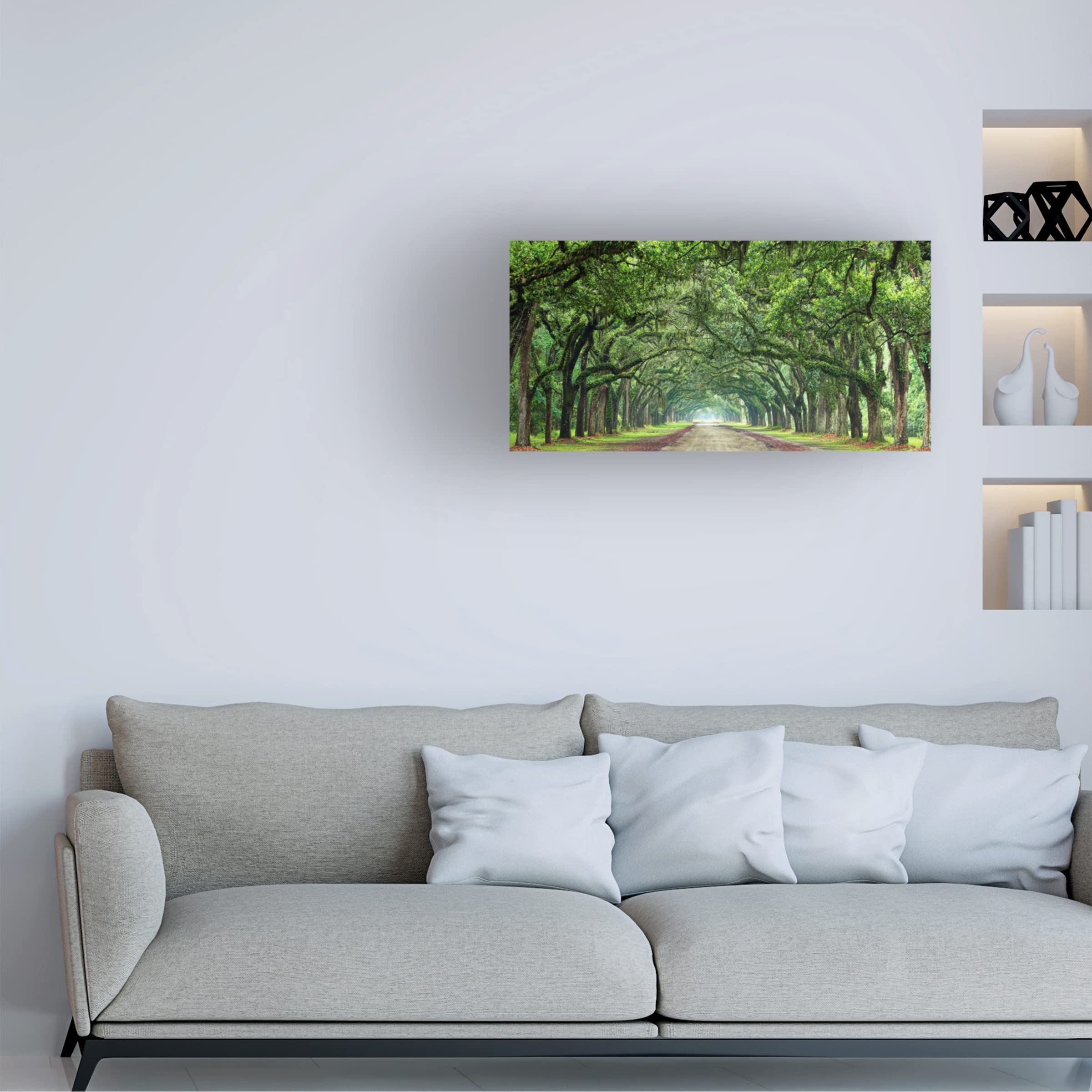 James McLoughlin 'Canopy Road Panorama VI' 12x24 Canvas Wall Art Print - Landscape Nature Painting for Living Room, Bedroom & Office Decor