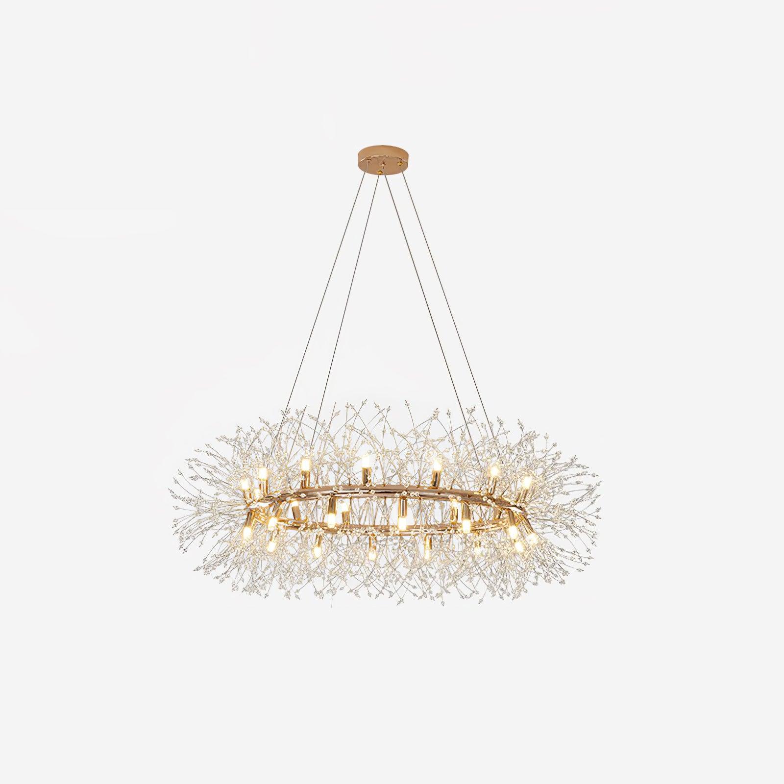 Dandelion Round Chandelier - Modern Crystal Ceiling Light Fixture for Dining Room, Living Room & Bedroom | Elegant Home Decor Lighting for Weddings & Interior Design