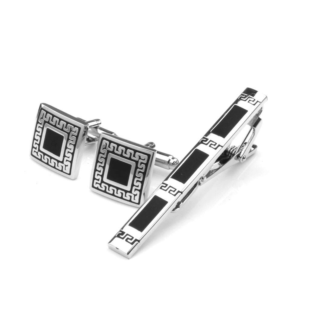 Stylish KAOROU Men's Creative Fashion Shirt Tie Clip & Cufflinks Set - Professional Suit Accessories for Business, Wedding & Formal Events