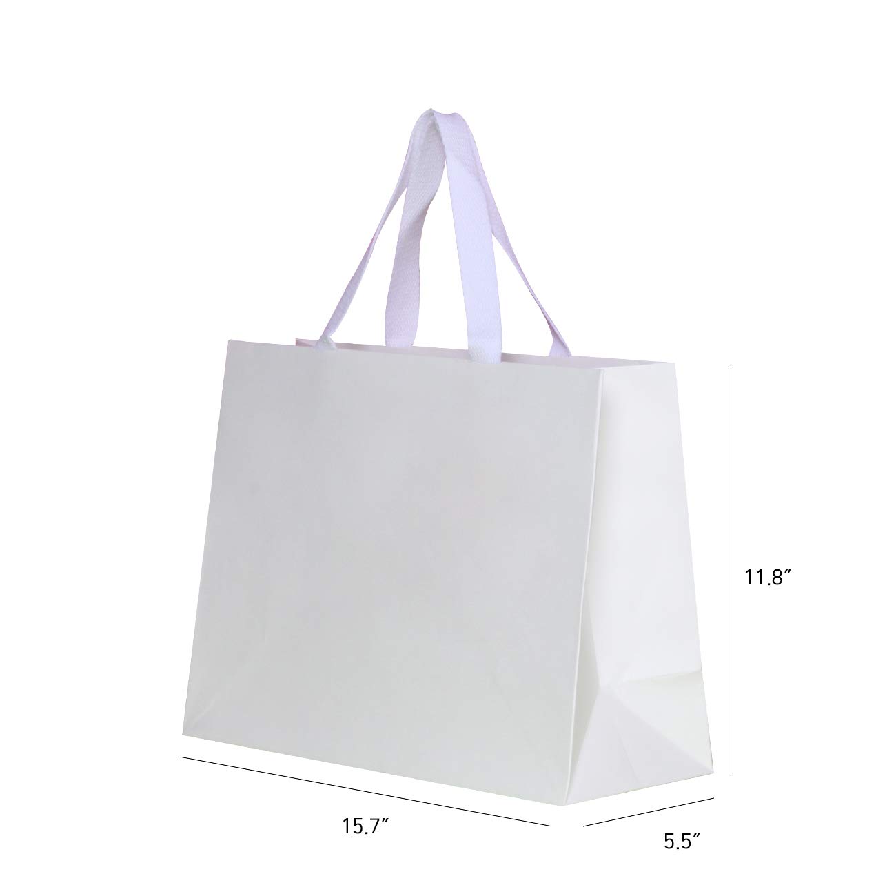10-Pack Large White Paper Gift Bags with Cotton Handles - 15.7x5.5x11.8 Inches - Thick & Sturdy for Wedding, Birthday, Baby Shower & Party Favors