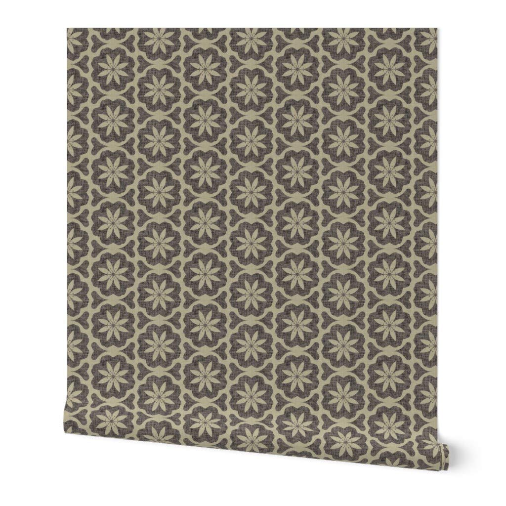 Commercial Grade Wallpaper 27ft x 2ft - Black Brown Boho Floral Traditional Design for Living Room, Bedroom & Office Decoration | Peel & Stick Removable Wallpaper