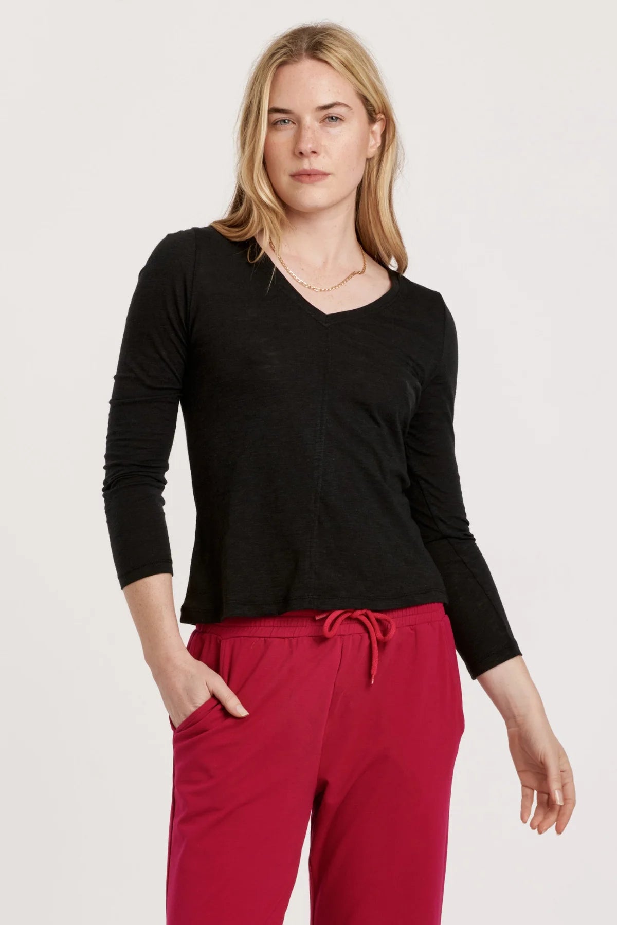 Clark Women's Long Sleeve T-Shirt - Soft Cotton Basic Top for Casual Wear (Black) | Perfect for Layering, Office & Everyday Outfits