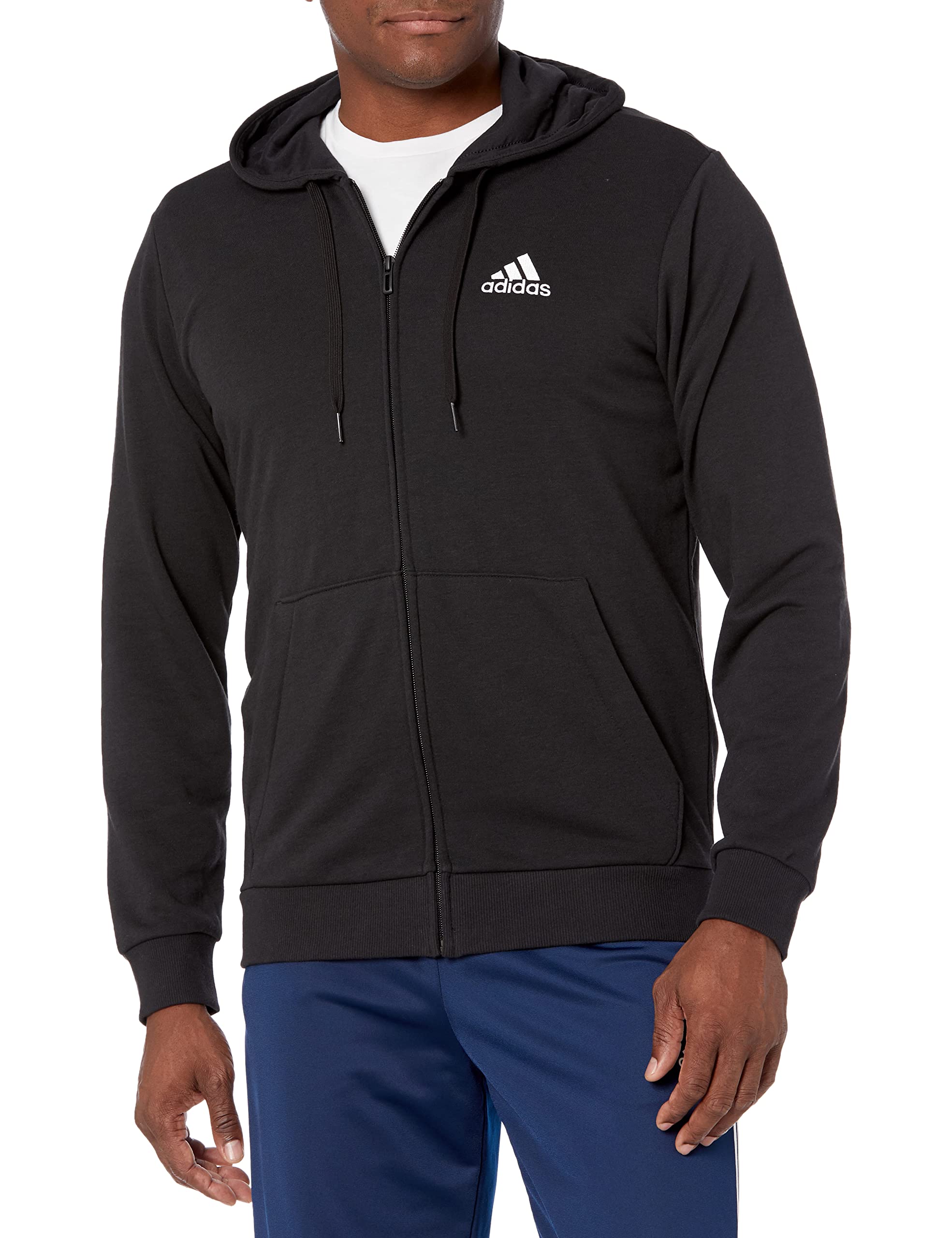 Adidas Men's Essentials French Terry Big Logo Track Jacket - Lightweight Athletic Hoodie for Running, Gym & Casual Wear