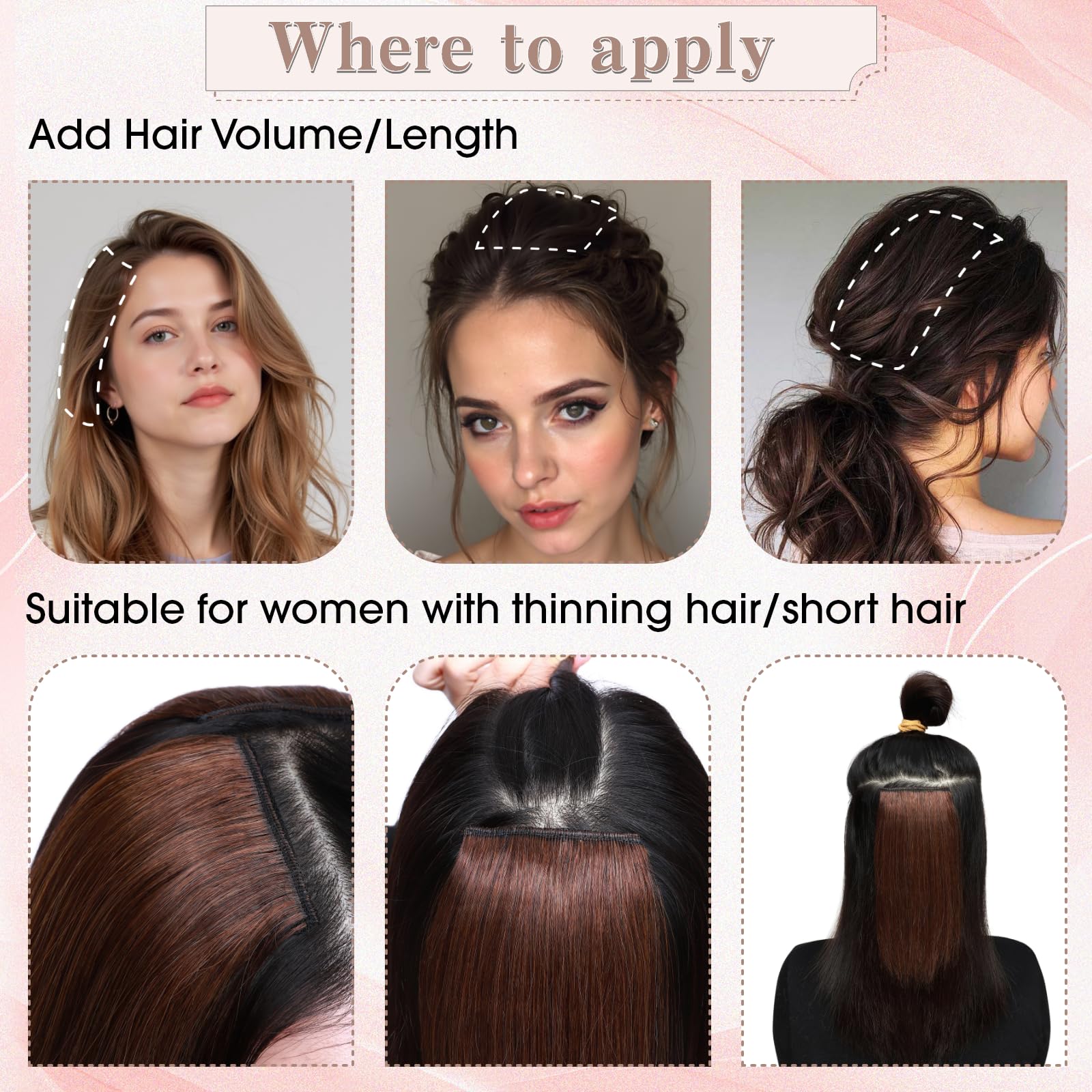 SEGO Clip in Hair Extensions for Women - 100% Remy Human Hair, Mini Hairpieces with 2 Clips, Short Hair Extensions for Volume (2 Pack, 6 Inches, 20g, Light Brown) - Perfect for Daily Styling, Parties & Special Occasions