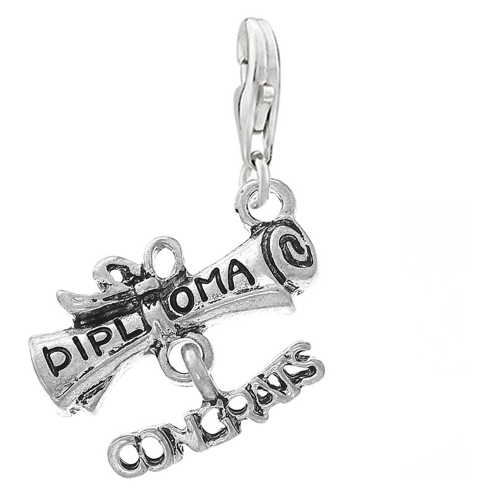 Sparkling Graduation Pendant Charm - Elegant Clip-On Jewelry for Bracelets & Necklaces - Perfect for Graduation Gifts, Party Favors & School Celebrations