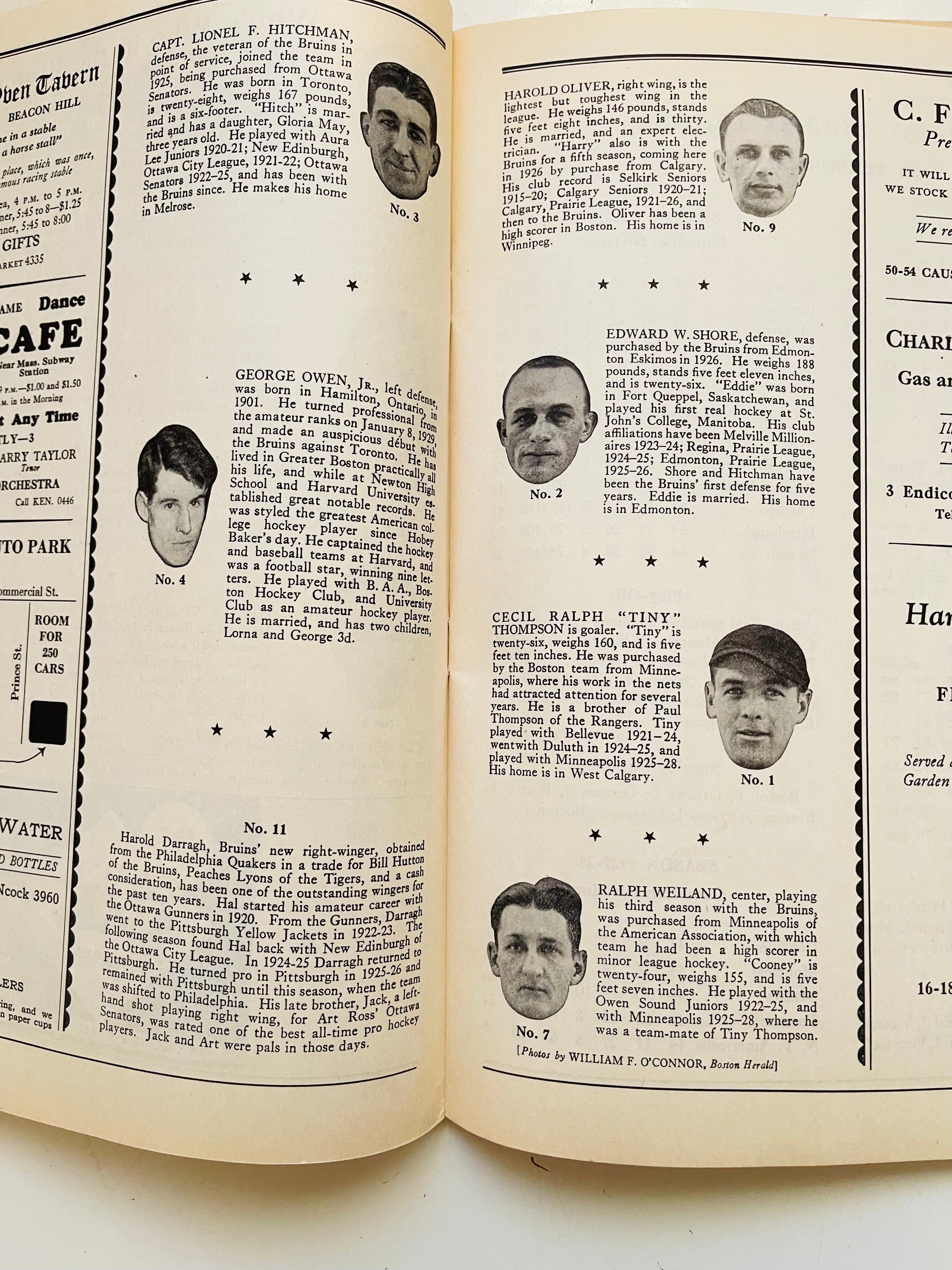 Vintage 1930-31 Boston vs Toronto Maple Leafs Hockey Game Program - Rare Collectible for Sports Memorabilia Fans | Perfect for Framing, Display, and Hockey History Enthusiasts