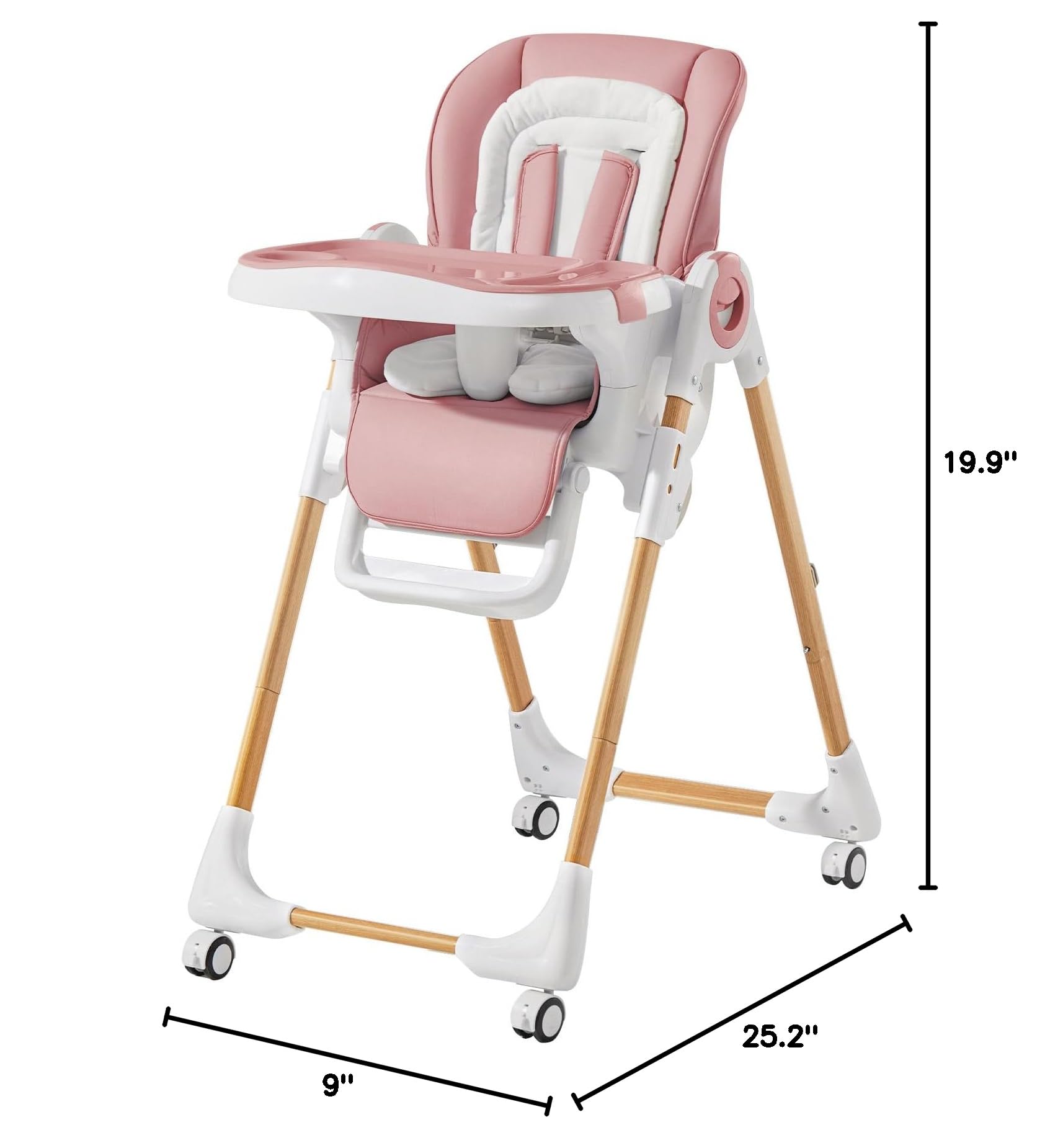 Convertible Baby High Chair with Adjustable Height, Removable Tray & Lockable Wheels - Portable Toddler Dining Chair for Home & Restaurant Use