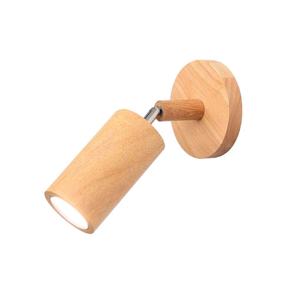 Nordic Japanese Style Solid Wood Wall Mounted LED Reading Light - Rotating Bedside Lamp for Bedroom, Study, Restaurant & Hotel Decor - Wooden Wall Sconce Spotlight with Adjustable Arm for Cozy Ambiance