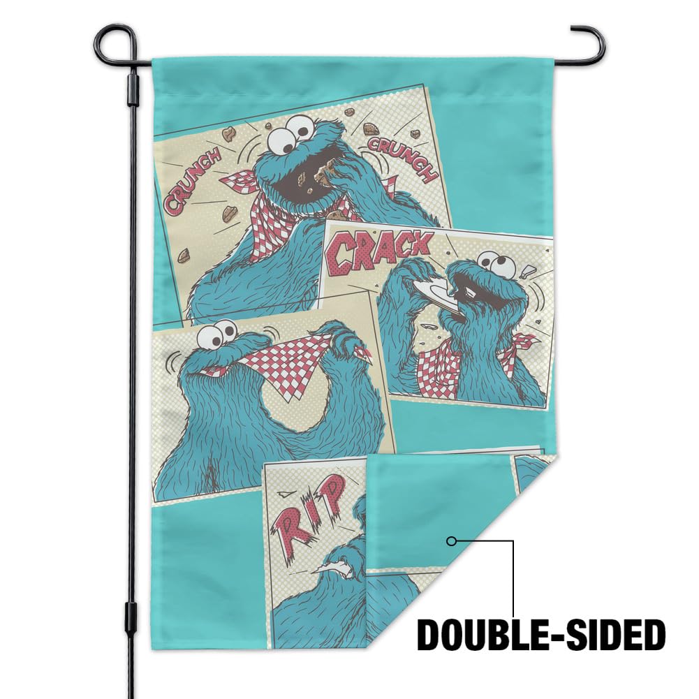 Sesame Street Cookie Monster Comic Garden Yard Flag - Outdoor Decorative Flag for Yard, Lawn, Garden - Perfect for Birthday Parties, Themed Events, and Kids' Room Decor