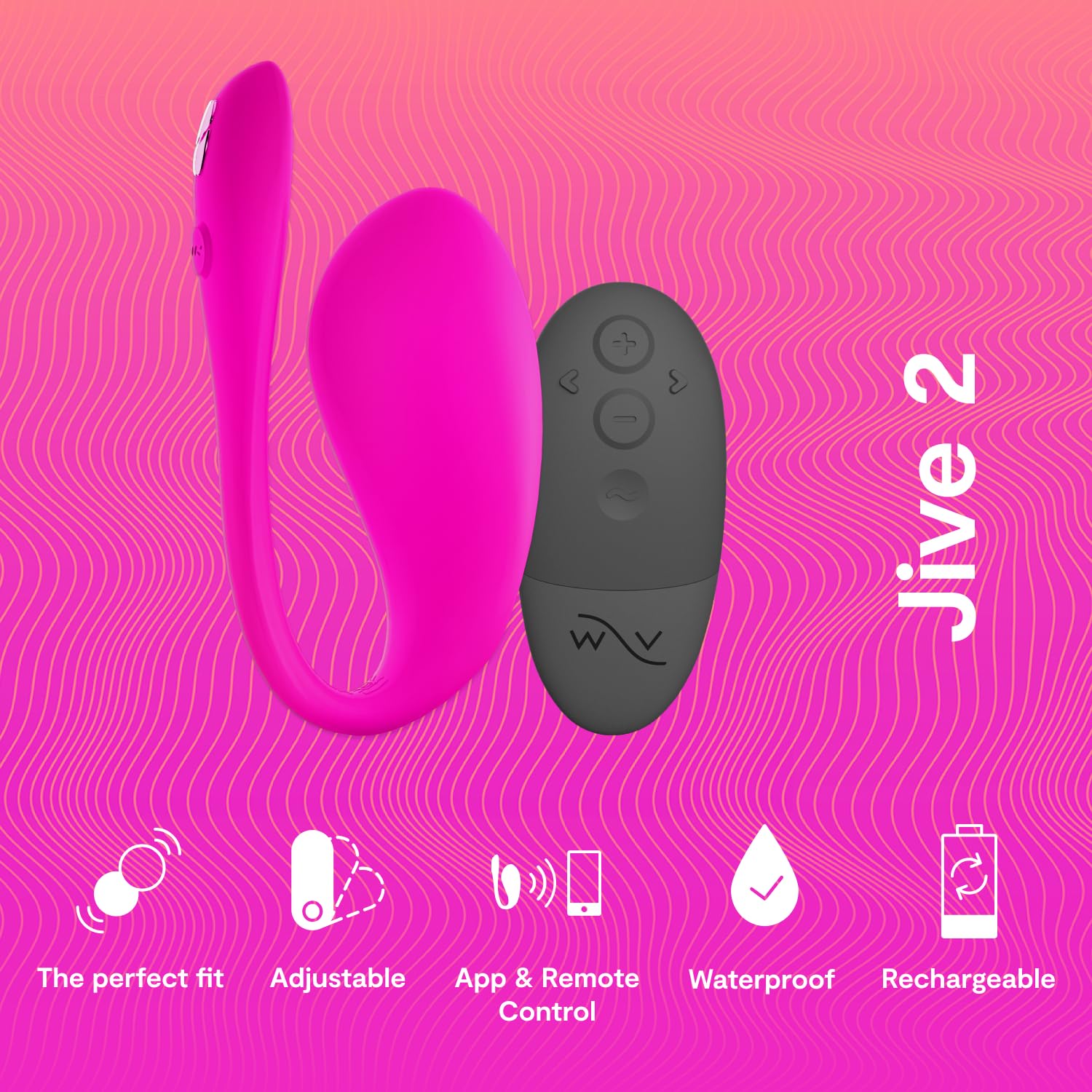 We-Vibe Jive 2 Wearable Panty Vibrator for Women - Remote & App Controlled Egg Vibrator | 10 Intensity Levels G-Spot Massager | Waterproof Discreet Adult Sex Toy for Couples Long Distance Play | Perfect for Travel, Date Nights & Surprise Intimacy | Pink