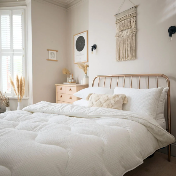 Night Lark Cotton Waffle Coverless Duvet - Breathable All-Season White Comforter for Bedroom, Guest Room & Dorm | Soft & Lightweight Bedding Set