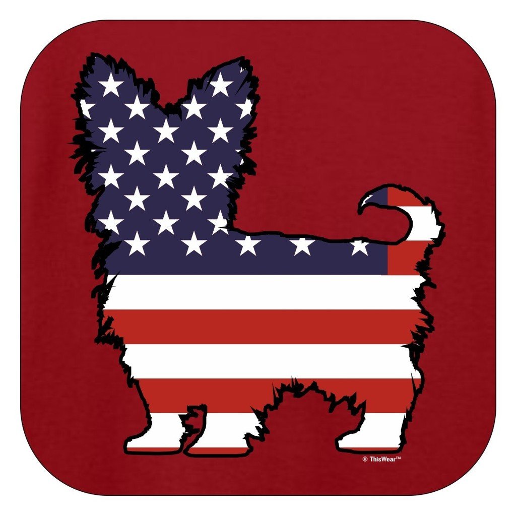 Patriotic Dog Yorkie Yorkshire Terrier America Flag V-Neck T-Shirt for Women - Comfortable Casual Wear for 4th of July, Pet Lovers & Patriotic Events