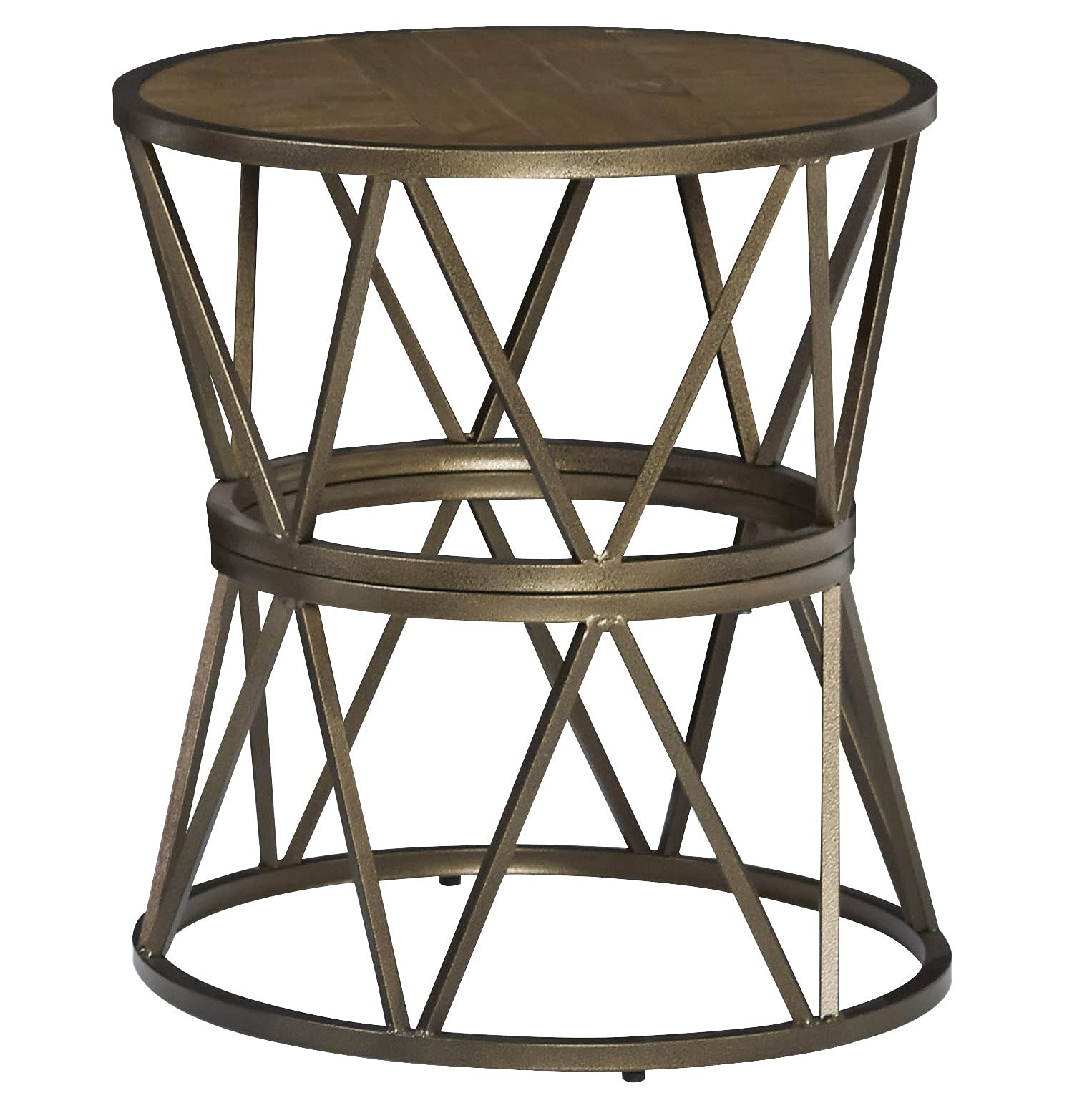 Progressive Furniture SoHo Round End Table - Gold & Natural Finish - Modern Side Table for Living Room, Bedroom, or Office