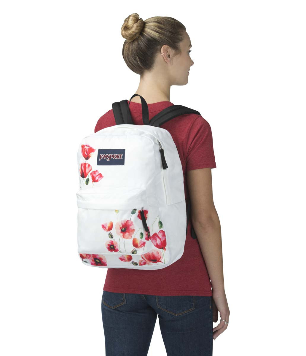 JANSPORT Superbreak Backpack - Lightweight Laptop Backpack for School & Travel, Durable Water-Resistant Daypack with Front Utility Pocket (California Poppy) - Perfect for College Students, Commuters & Outdoor Adventures