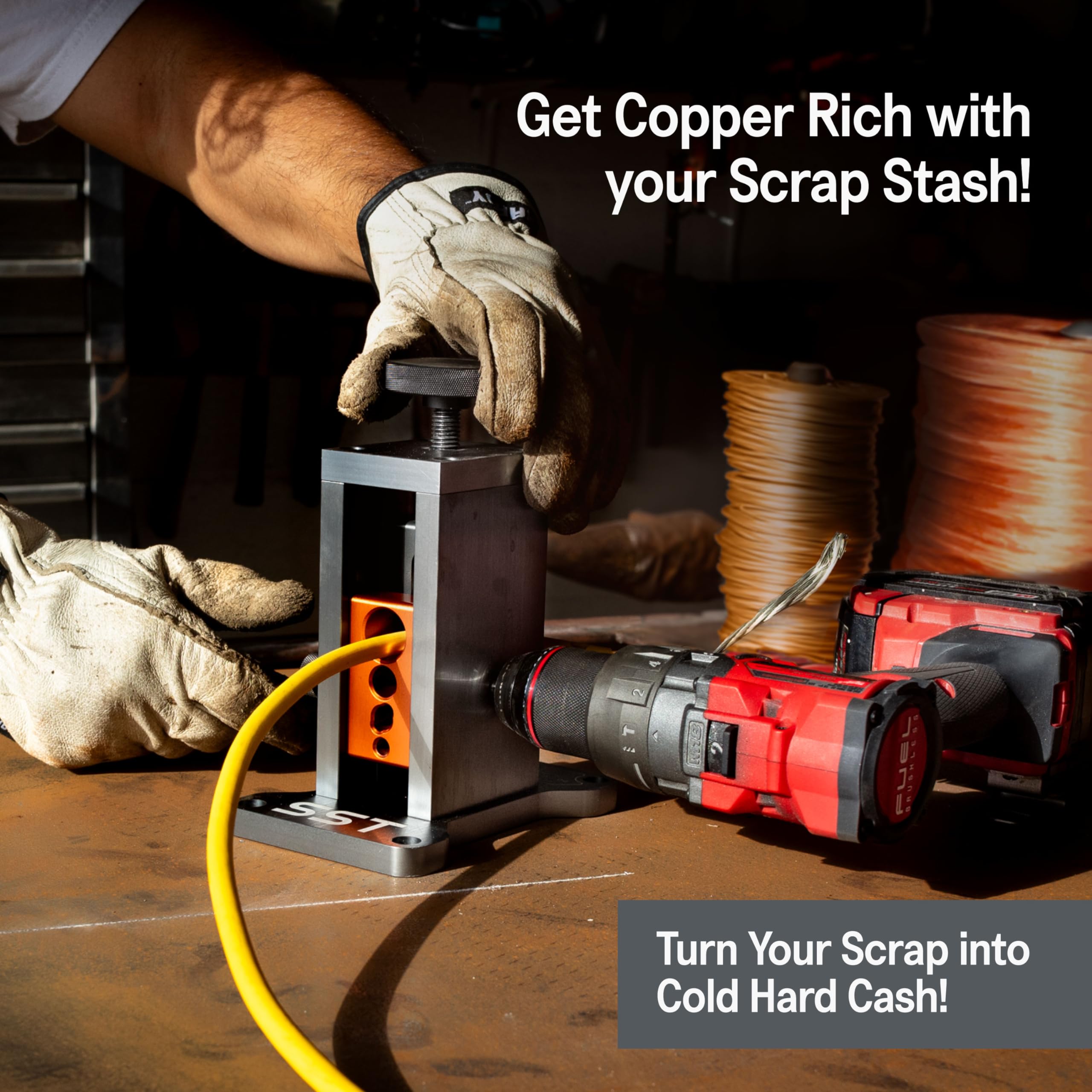 Heavy Duty Drill-Powered Wire Stripper Machine - Industrial Copper Wire Stripping Tool for Scrap Wire Insulation Removal | Perfect for Recycling, DIY Projects & Electrical Work
