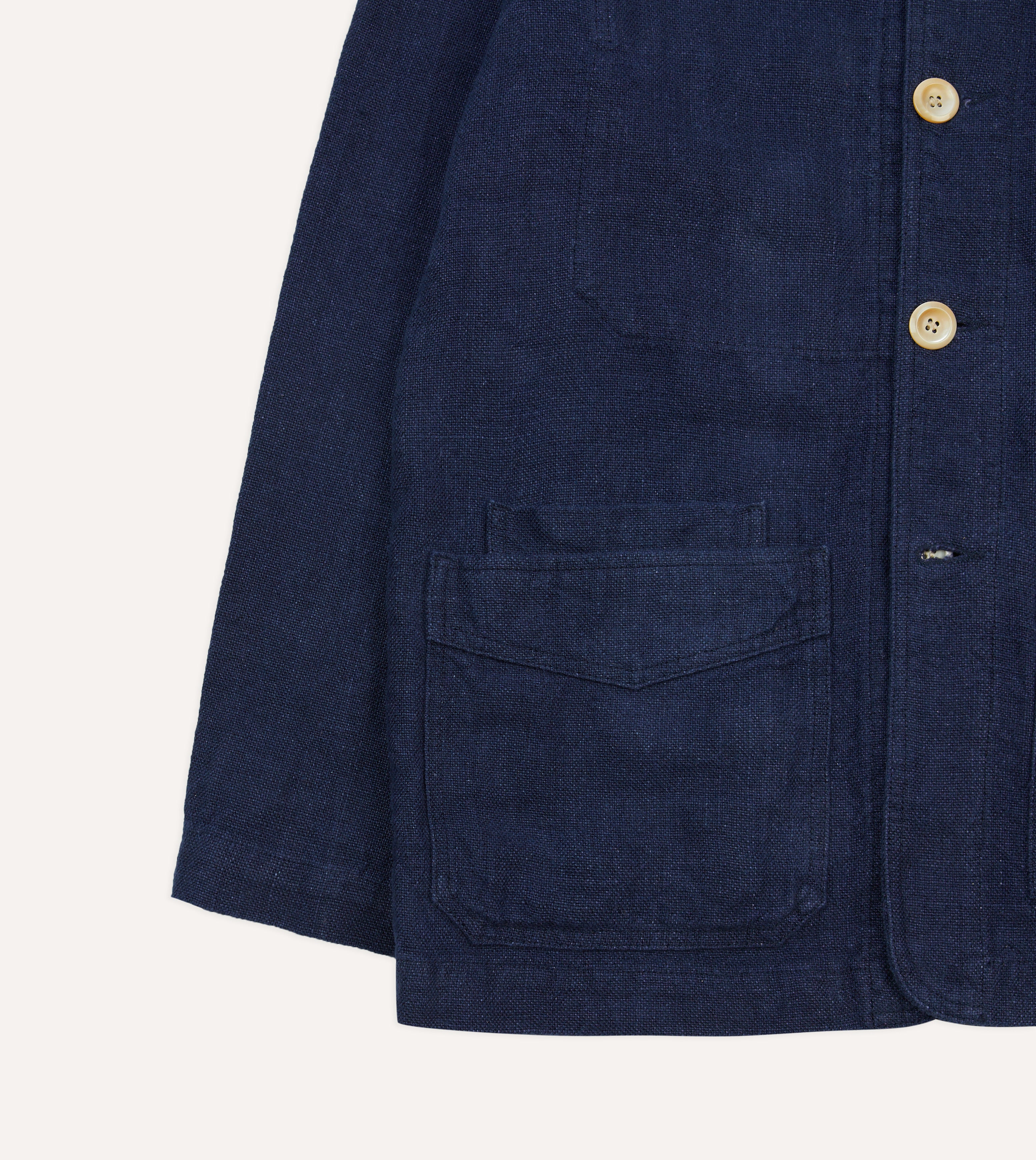 Men's Navy Blue Linen Chore Jacket with 5 Pockets - Lightweight Workwear for Outdoor Activities, Gardening & Casual Wear