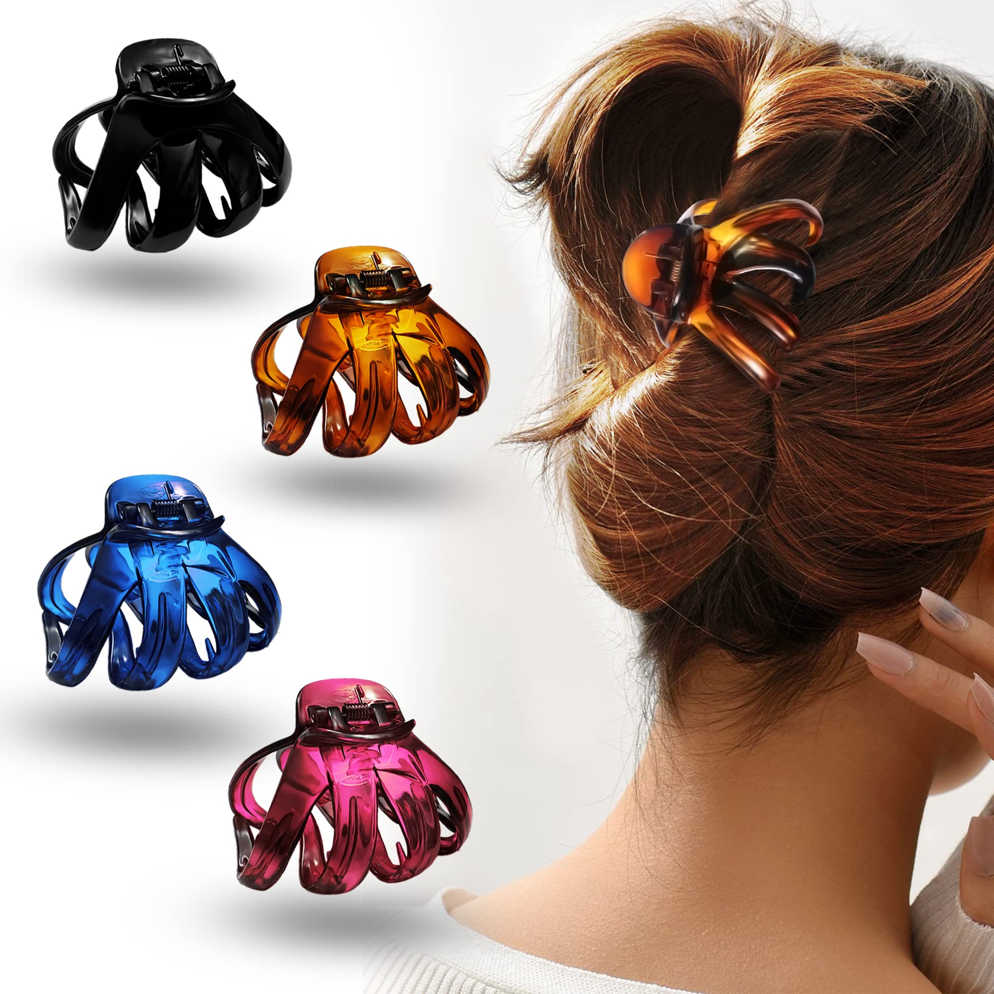 1PC Small Octopus Hair Clutch Clip - Transparent Korean Hair Accessory with Magnetic Snap, Acrylic Hair Clasp for Women & Girls - Perfect for School, Work, and Daily Styling