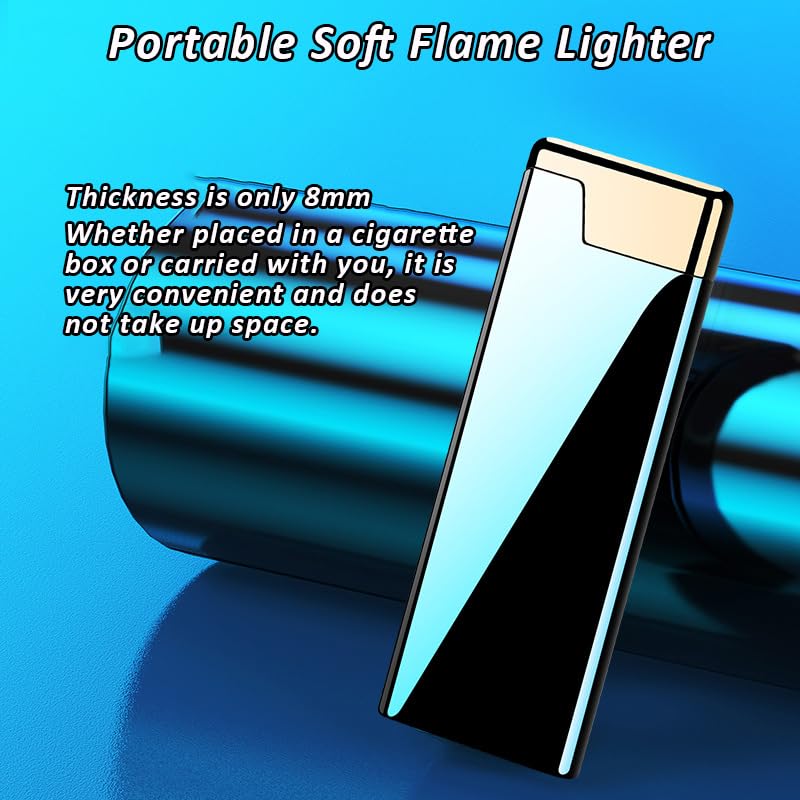 Premium Metal Soft Flame Cigar Lighter with Adjustable Flame & Grinding Wheel - Slim Butane Lighter for Cigars, Kitchen, BBQ Grill, Camping & Candle Lighting (Silver) - Perfect for Outdoor Adventures & Home Use