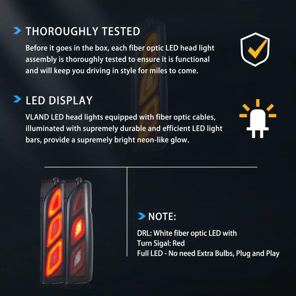 2005-2018 Toyota Hiace 5th Gen (H200) LED Tail Lights Assembly with Dynamic Animation DRL - Bright, Durable Replacement for Enhanced Visibility & Style - Perfect for Night Driving, Car Upgrades & Customization