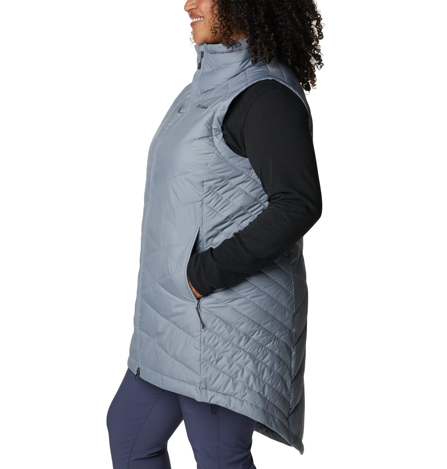 Columbia Women's Heavenly Long Vest - Lightweight Water-Resistant Down Puffer Vest for Outdoor Hiking, Running & Winter Layering
