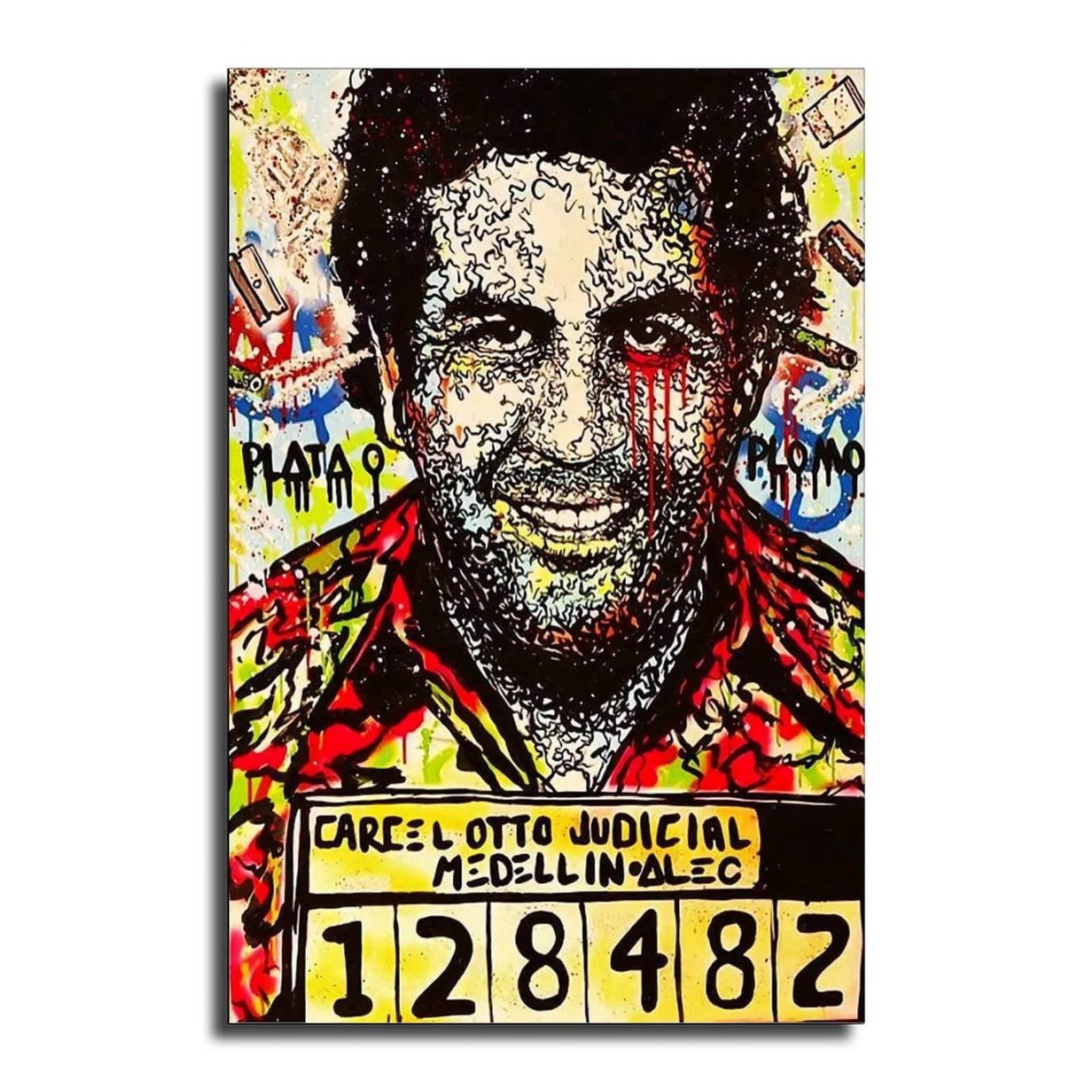 Pablo Escobar Canvas Wall Art Print - Modern Home Decor for Living Room, Bedroom & Office - Monopoly Inspired Vintage Poster (16x24 Inches)