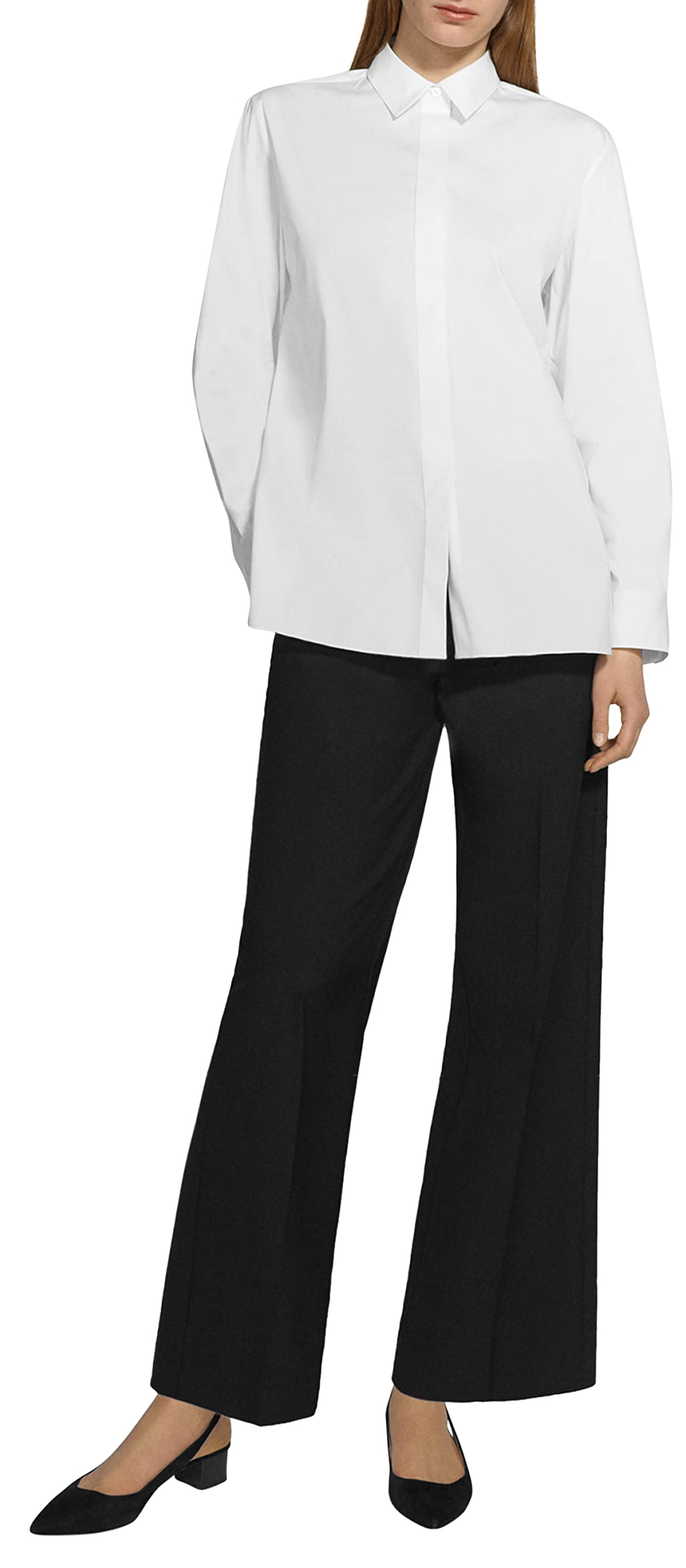 Theory Women's Classic Button-Down Shirt | Tailored Oxford Dress Shirt for Office & Business | Professional Women's Workwear for Business Casual & Formal Occasions